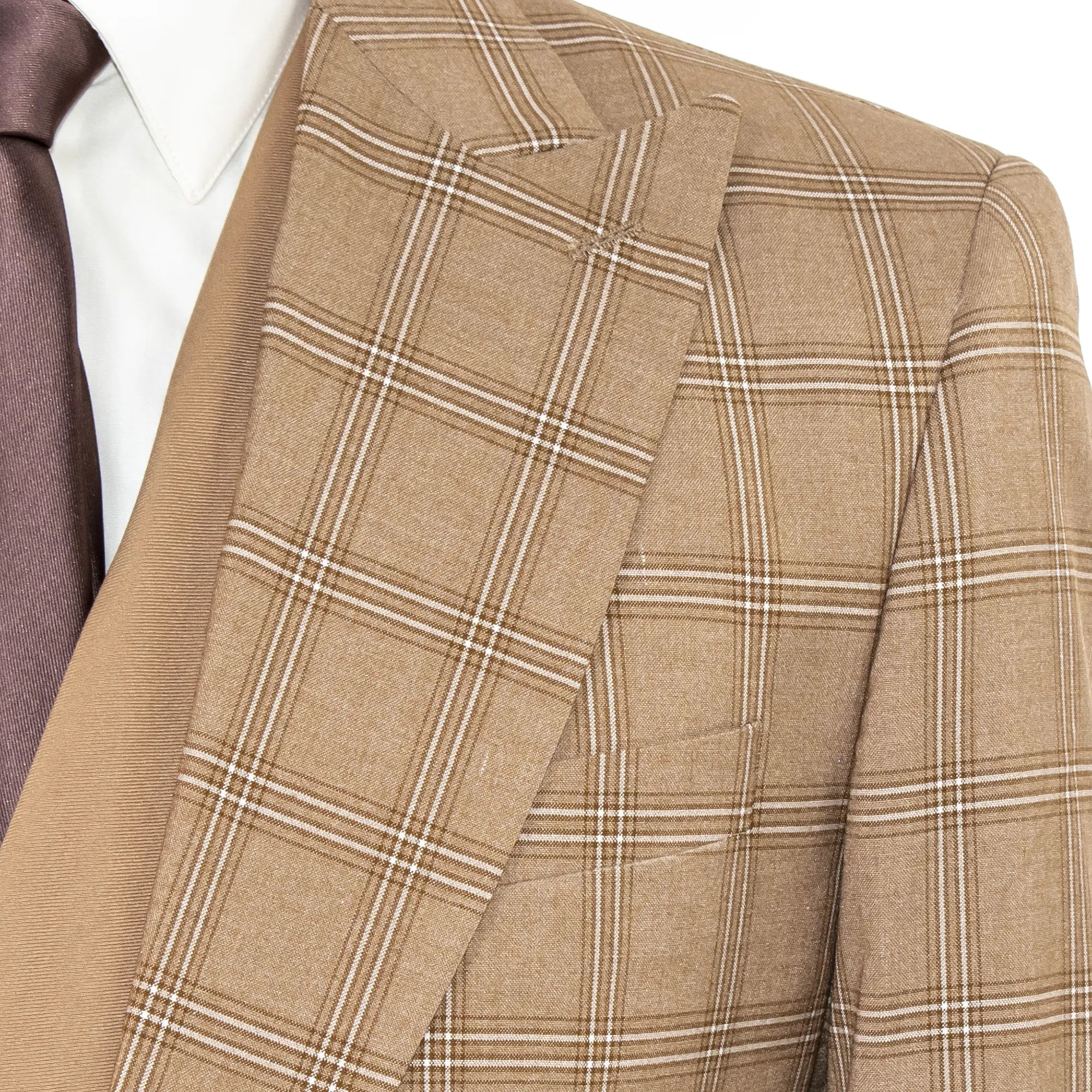 Camel 3-Piece Modern-Fit Wool Suit With Peak Lapels