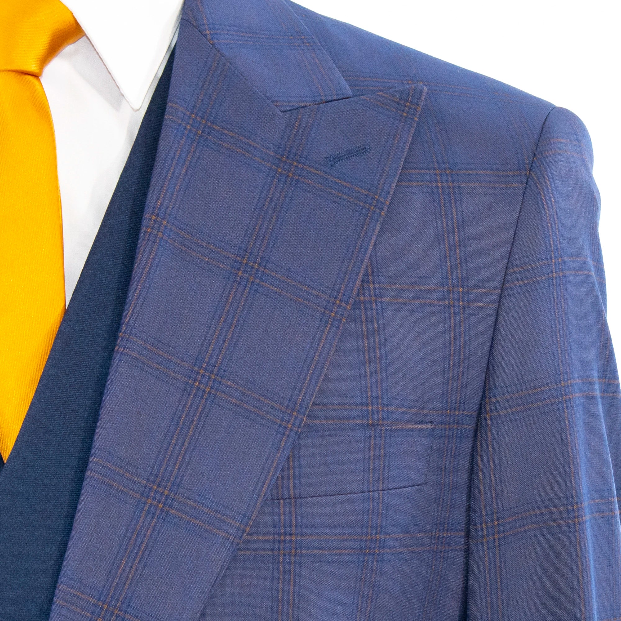 Navy 3-Piece Modern-Fit Wool Suit With Peak Lapels