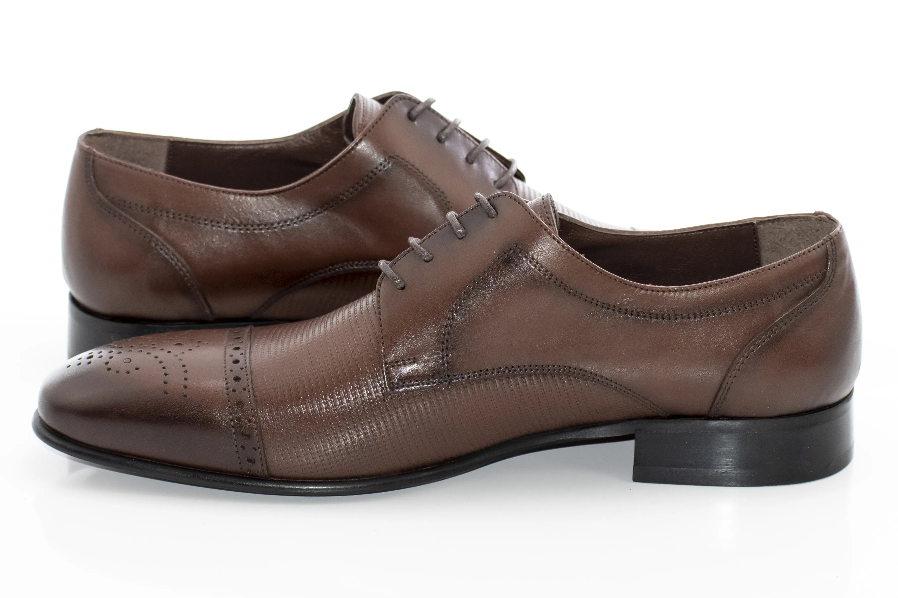 Brown Cap-Toe Derby Lace-Ups