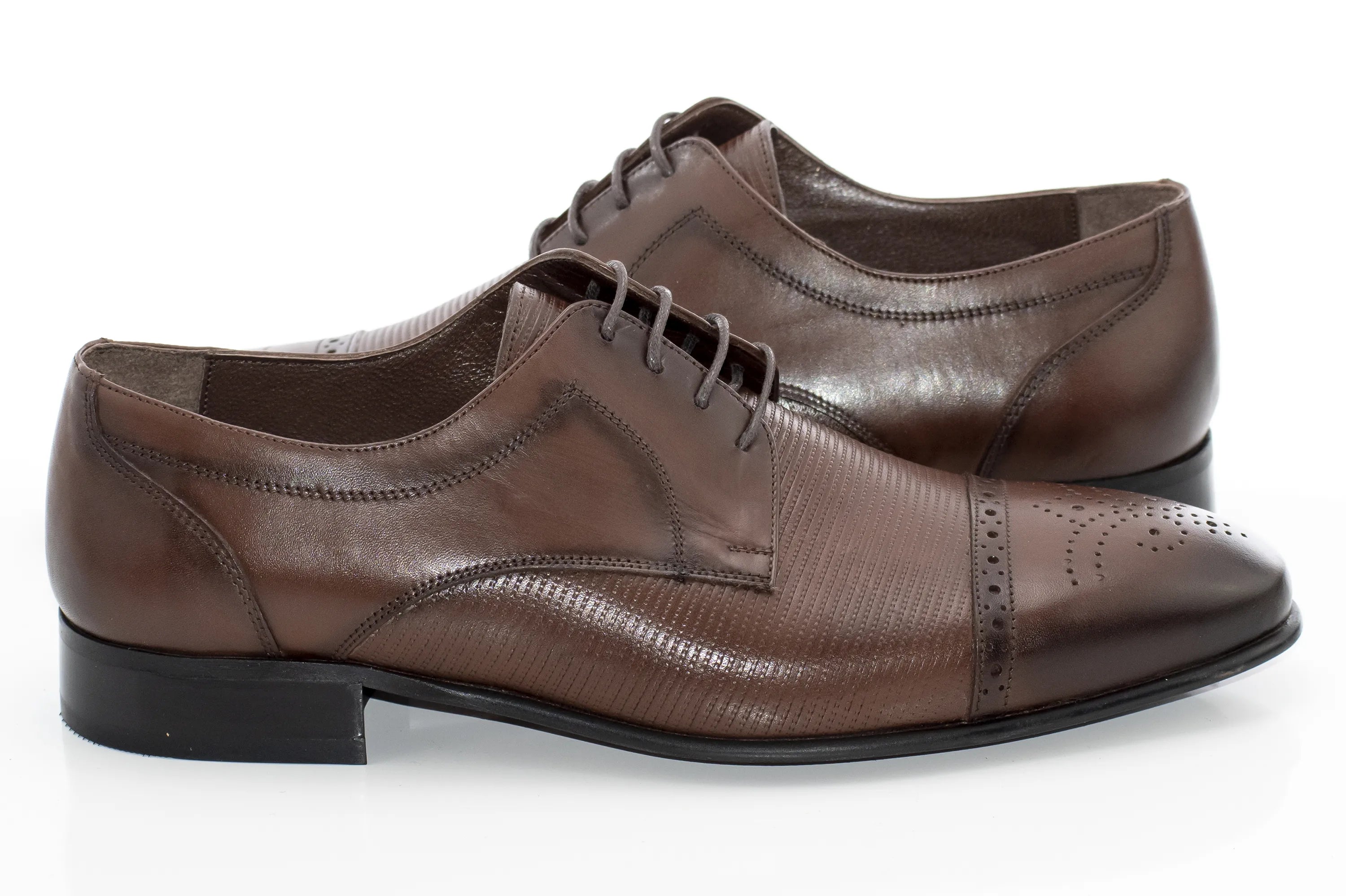 Brown Cap-Toe Derby Lace-Ups