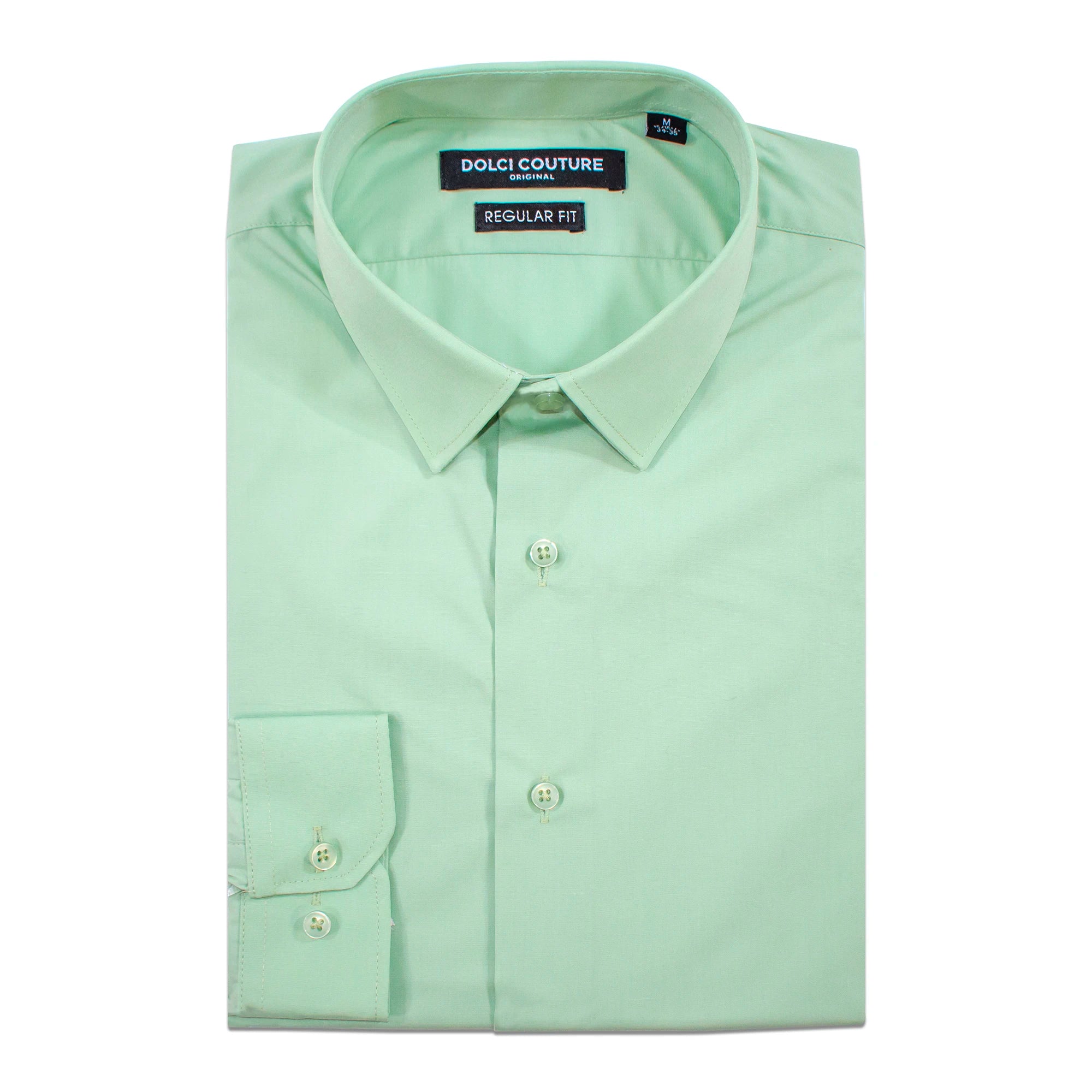 Men's Mint Green Stretch Regular-Fit Dress Shirt