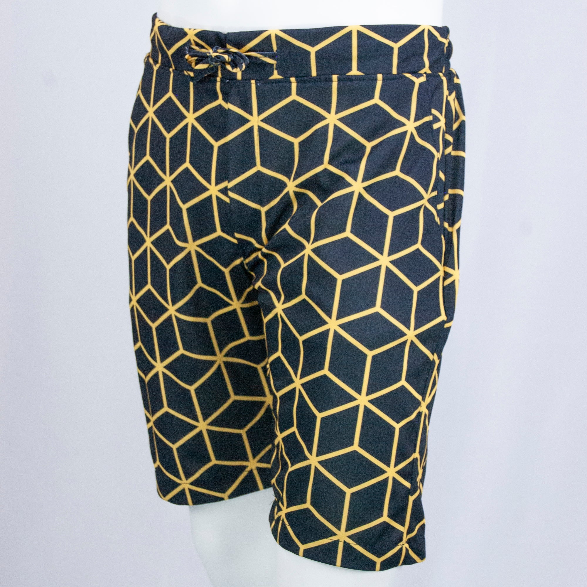 black and yellow casual shorts front