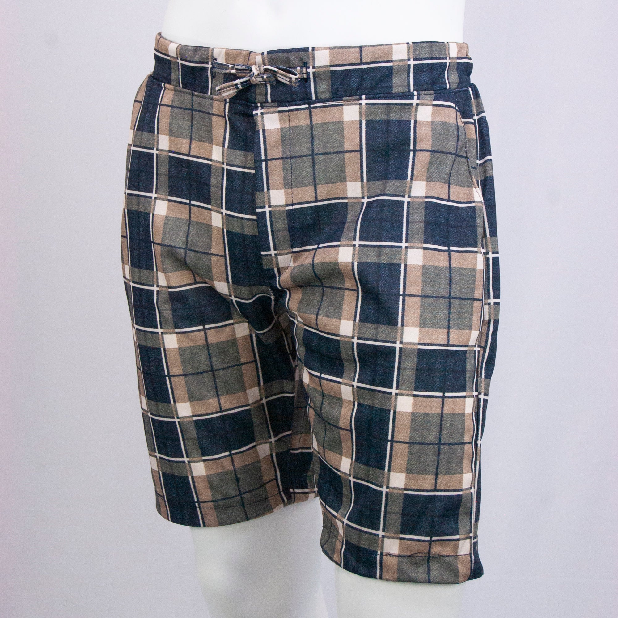 Green & Brown Plaid Shorts