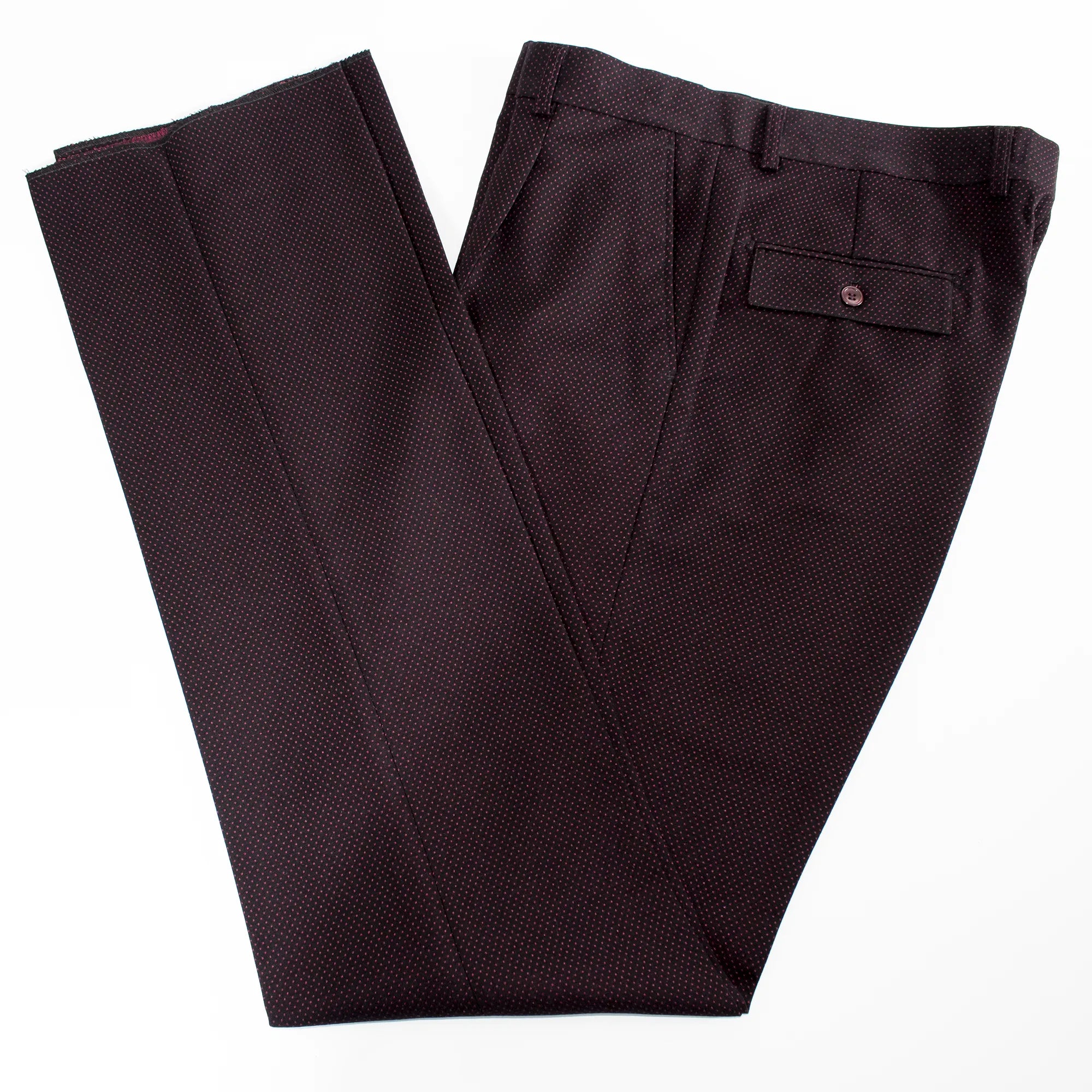 Black With Burgundy Polka Dot 3-Piece Regular-Fit Suit