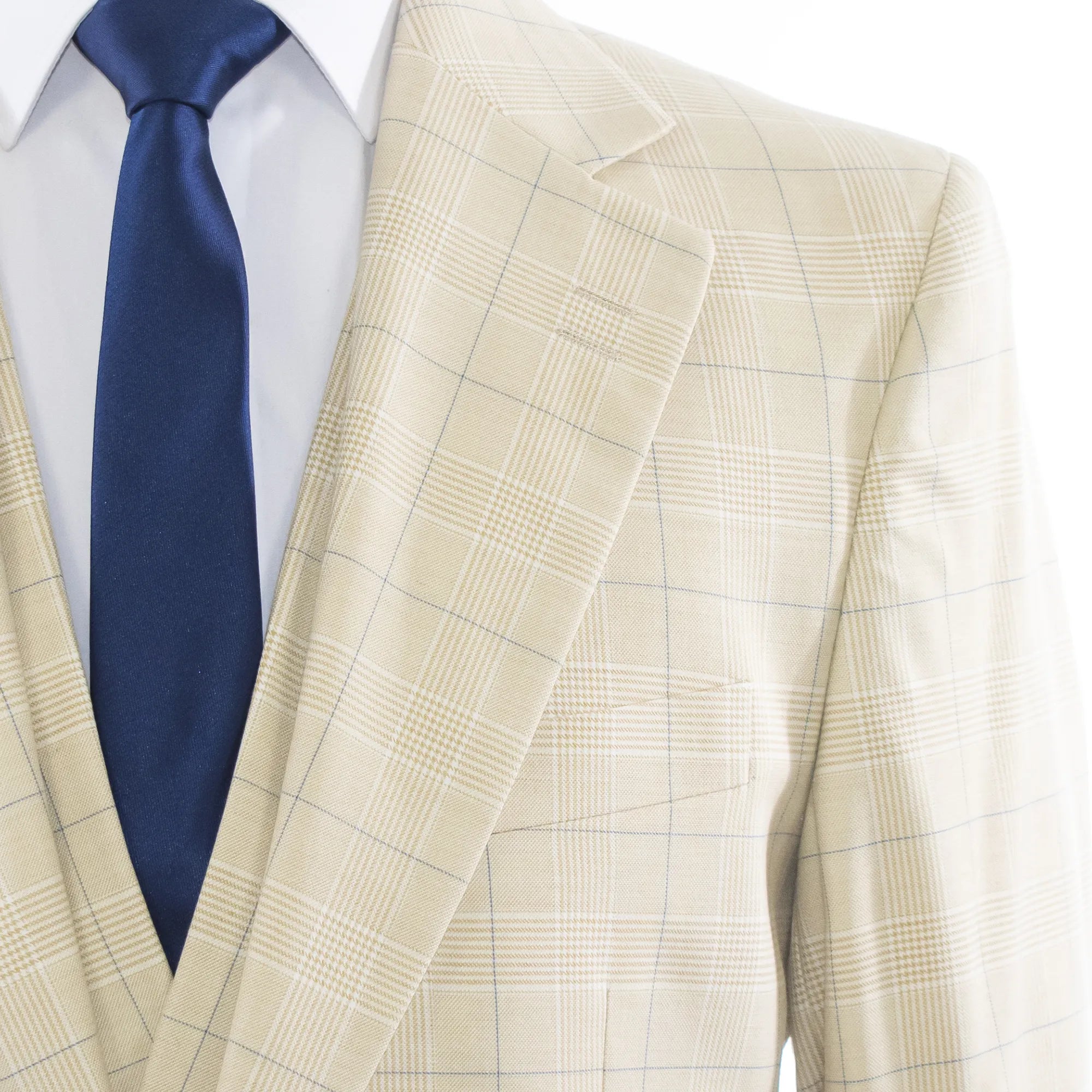 Cream Glen Check 3-Piece Regular-Fit Suit