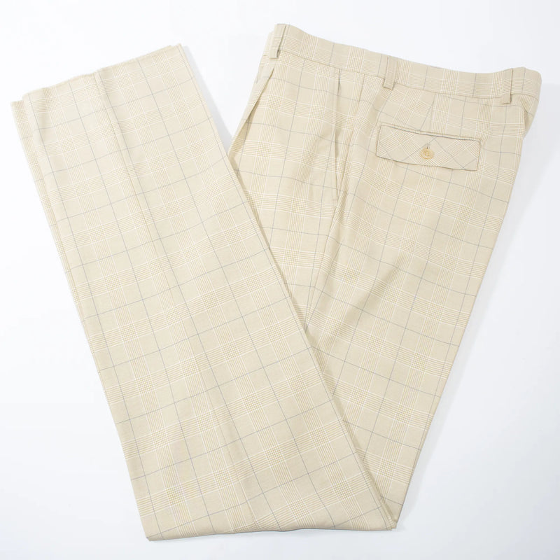 Cream Glen Check 3-Piece Regular-Fit Suit