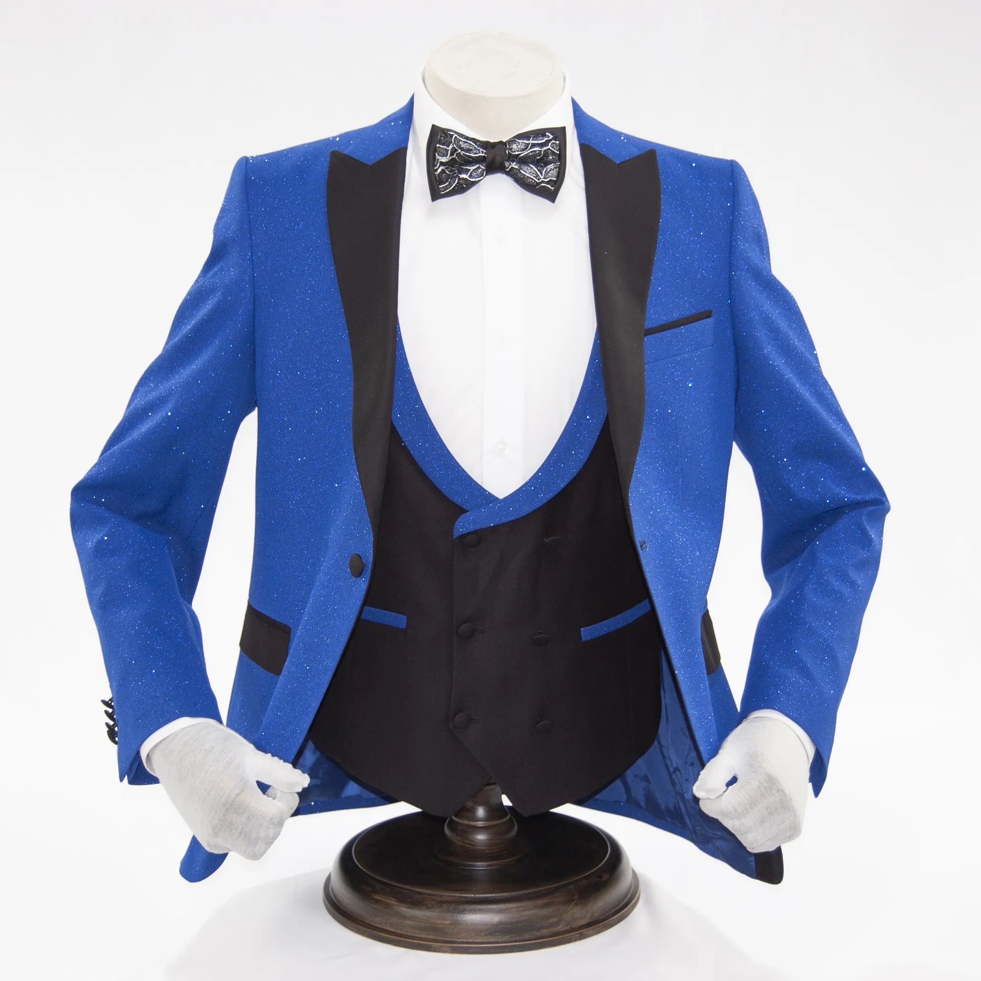 Royal Blue Glitter 3-Piece Slim-Fit Tuxedo
