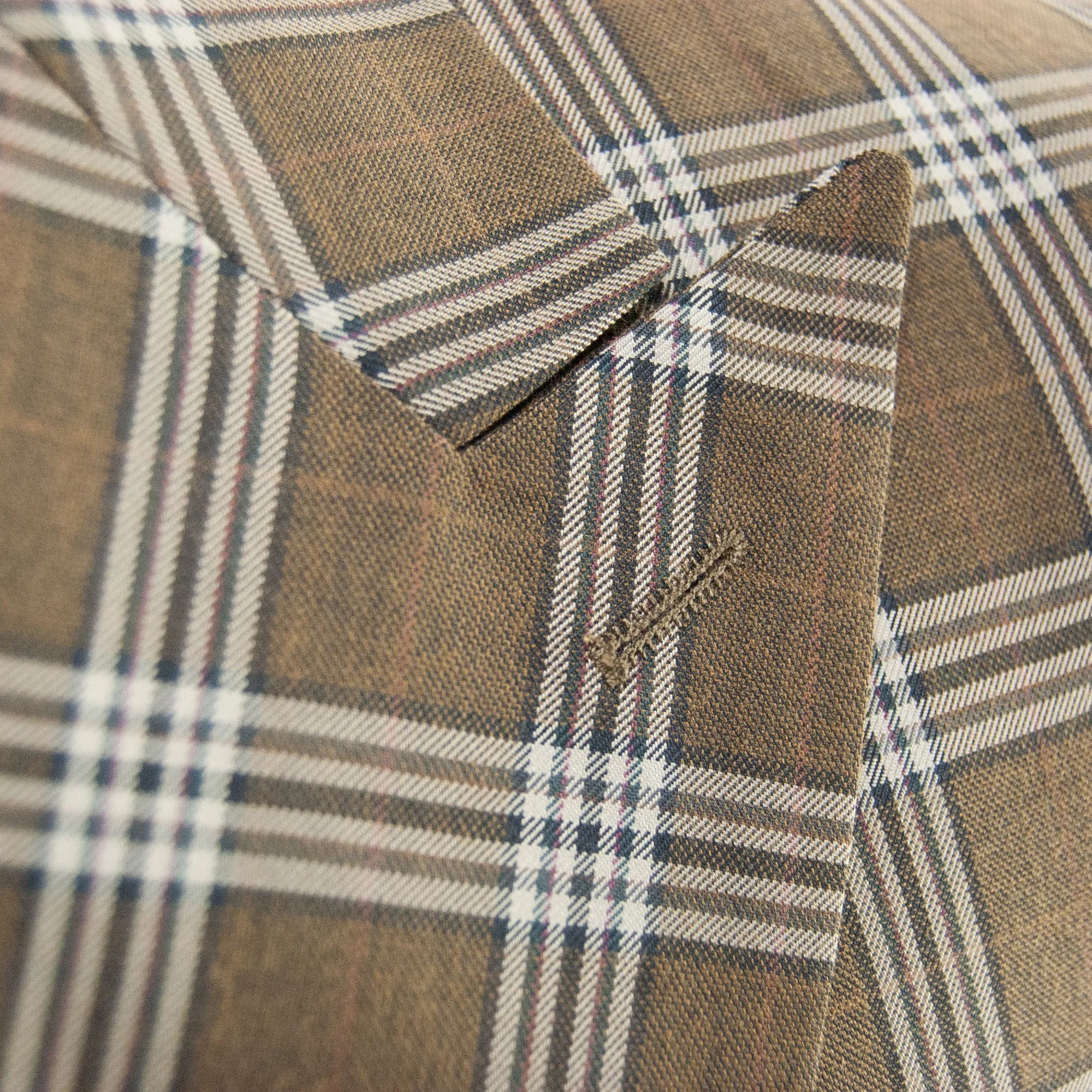 Taupe Plaid 2-Piece Slim-Fit Designer Wool Suit