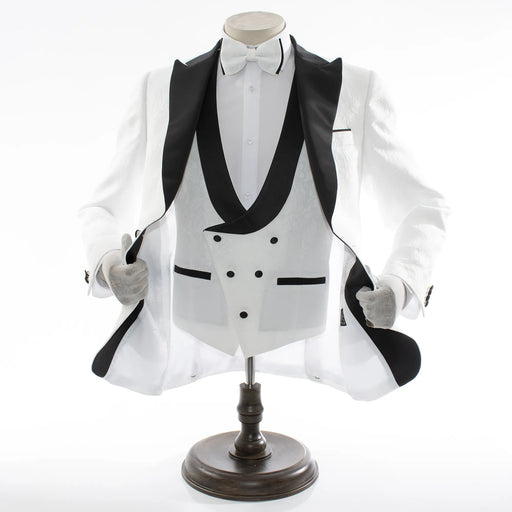 Men's Black And White Tuxedo With Peak Lapel