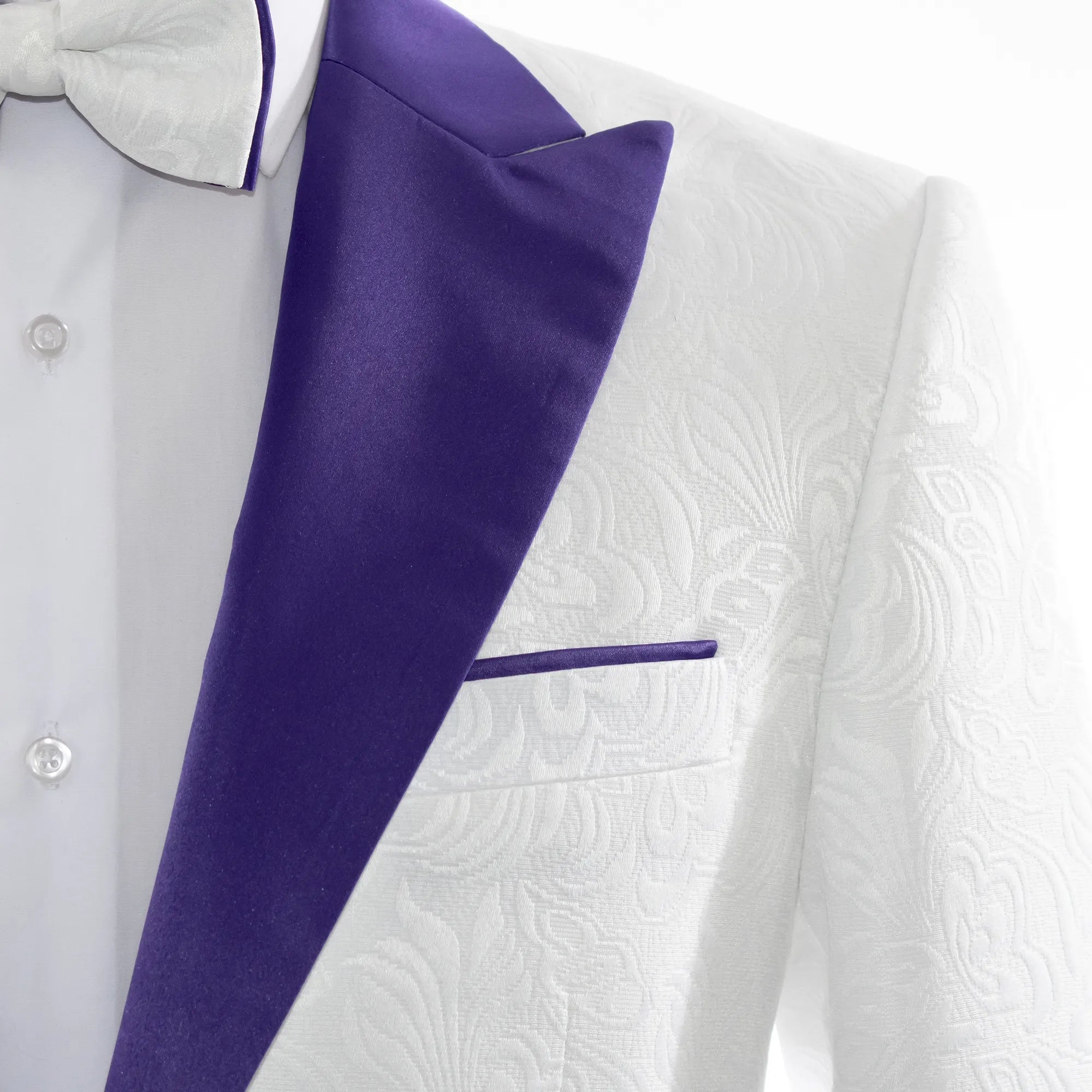 Men's Purple And White Tuxedo With Peak Lapel