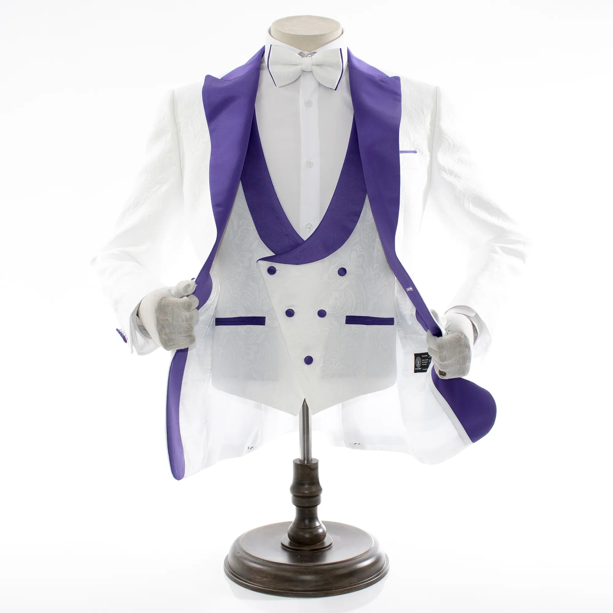 Men's Purple And White Tuxedo With Peak Lapel