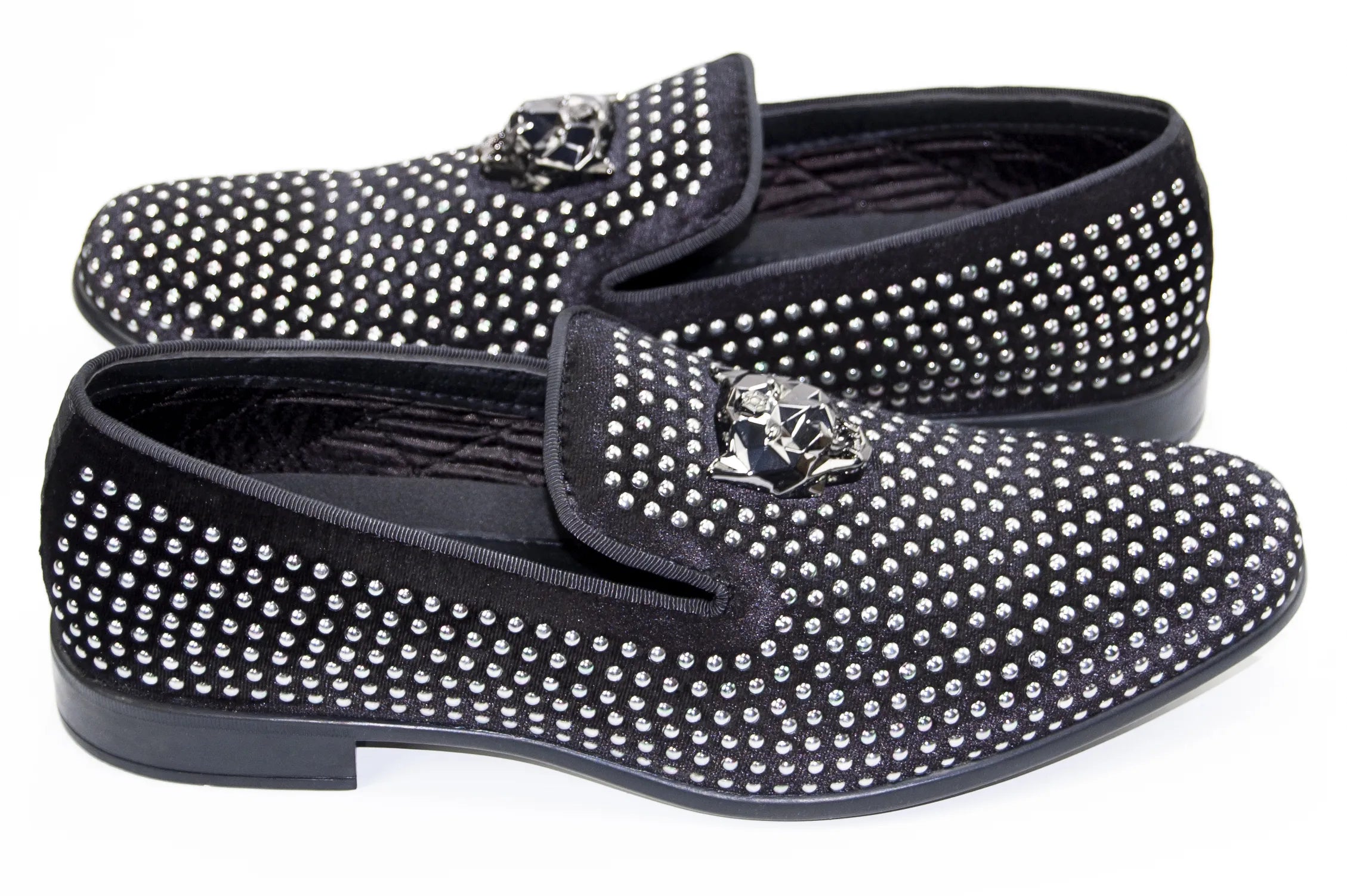 Men's Black And Silver Studded Dress Loafer