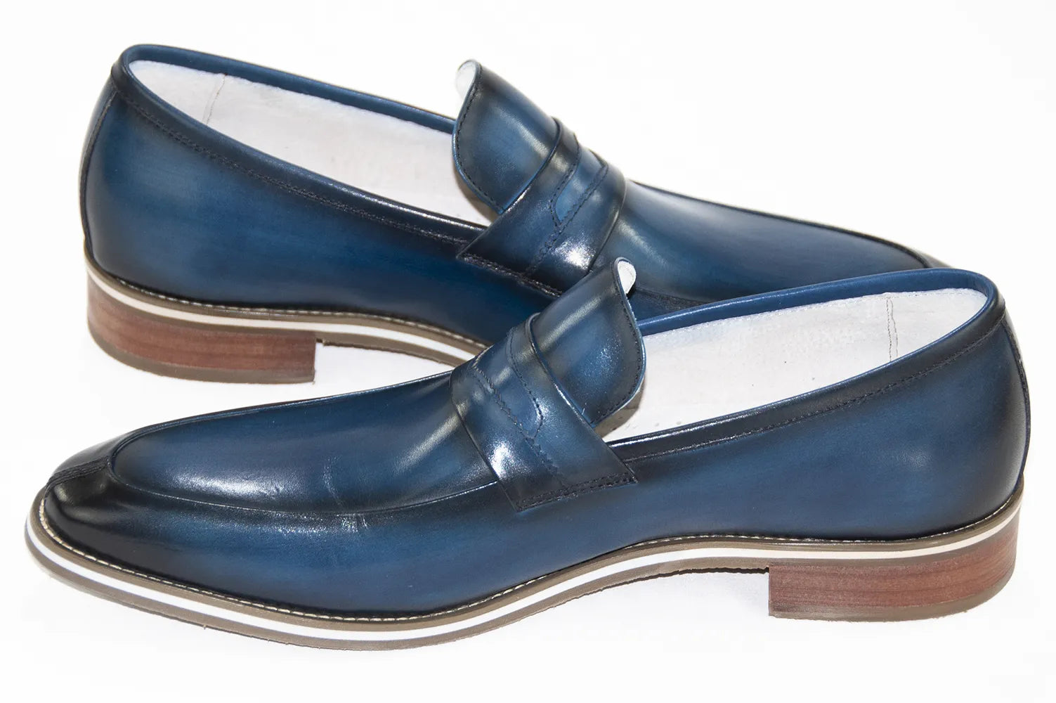 Navy Leather Slip-On Dress Loafers