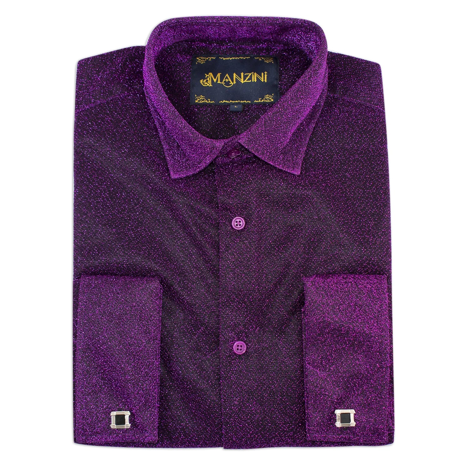 Purple Sparkle Dress Shirt with Cufflinks