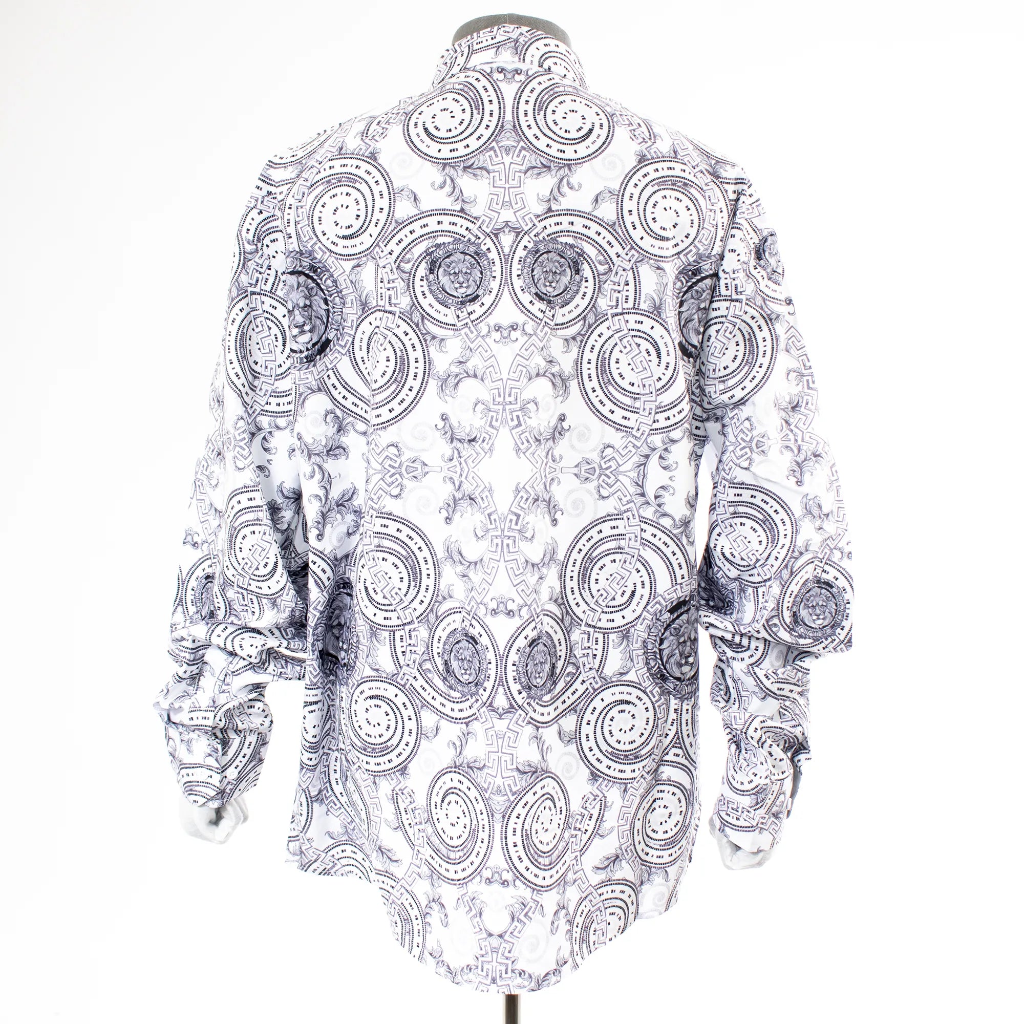 White Rhinestone Spirals Regular-Fit Dress Shirt