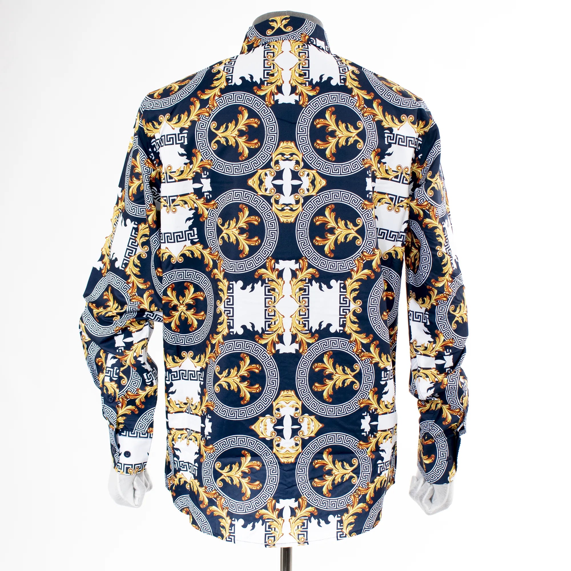 Navy Rhinestone Emblem Regular-Fit Dress Shirt