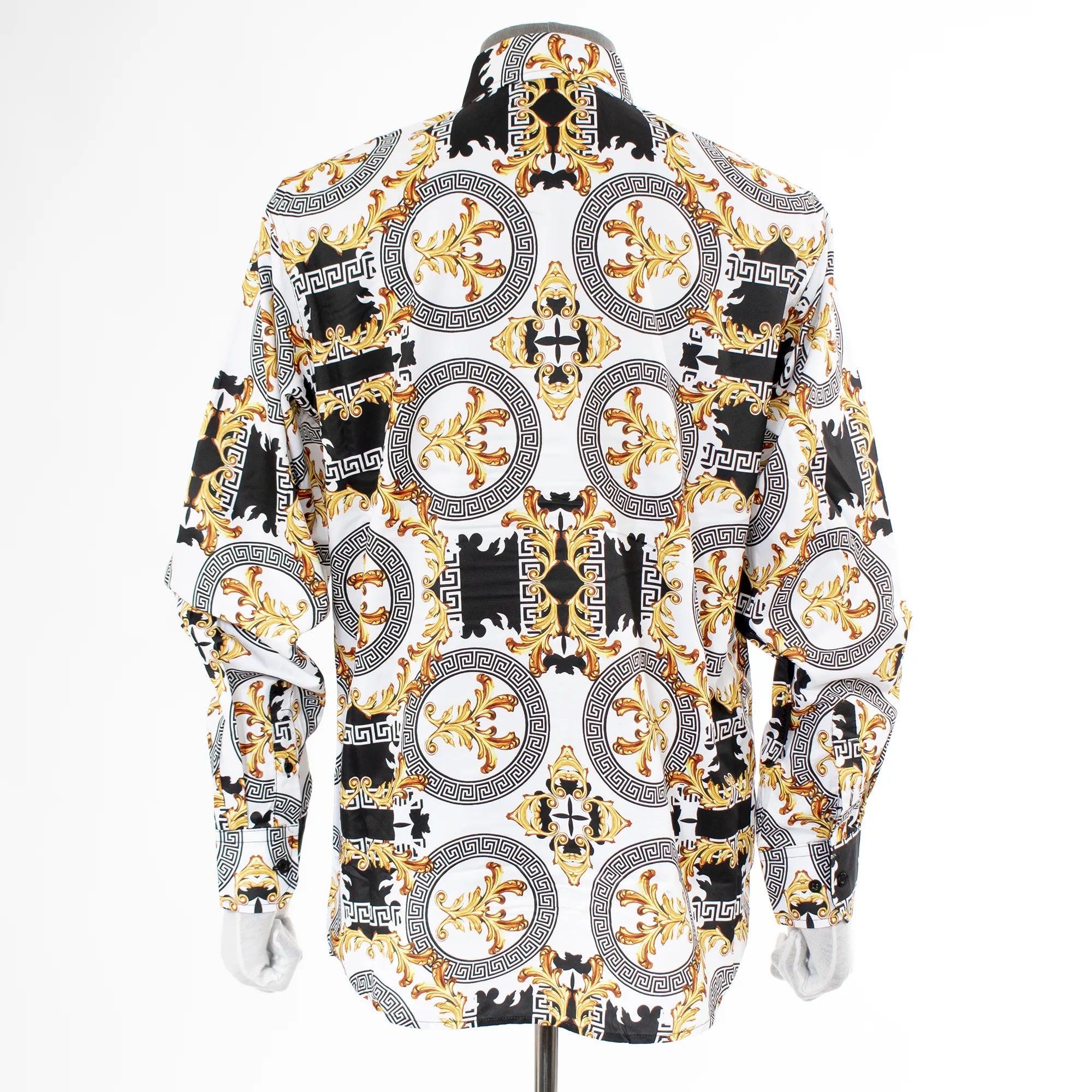 White Rhinestone Emblem Dress Shirt