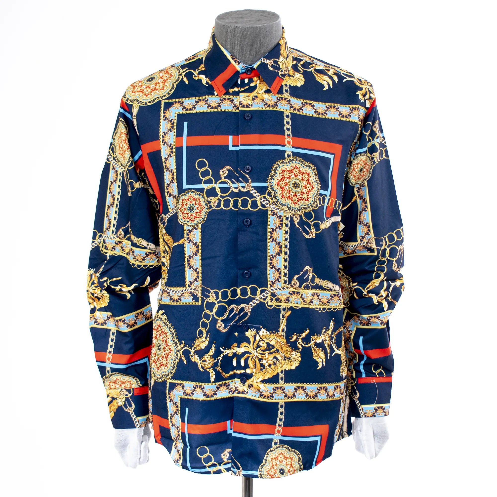 Navy Mediterranean Bloom Regular-Fit Dress Shirt