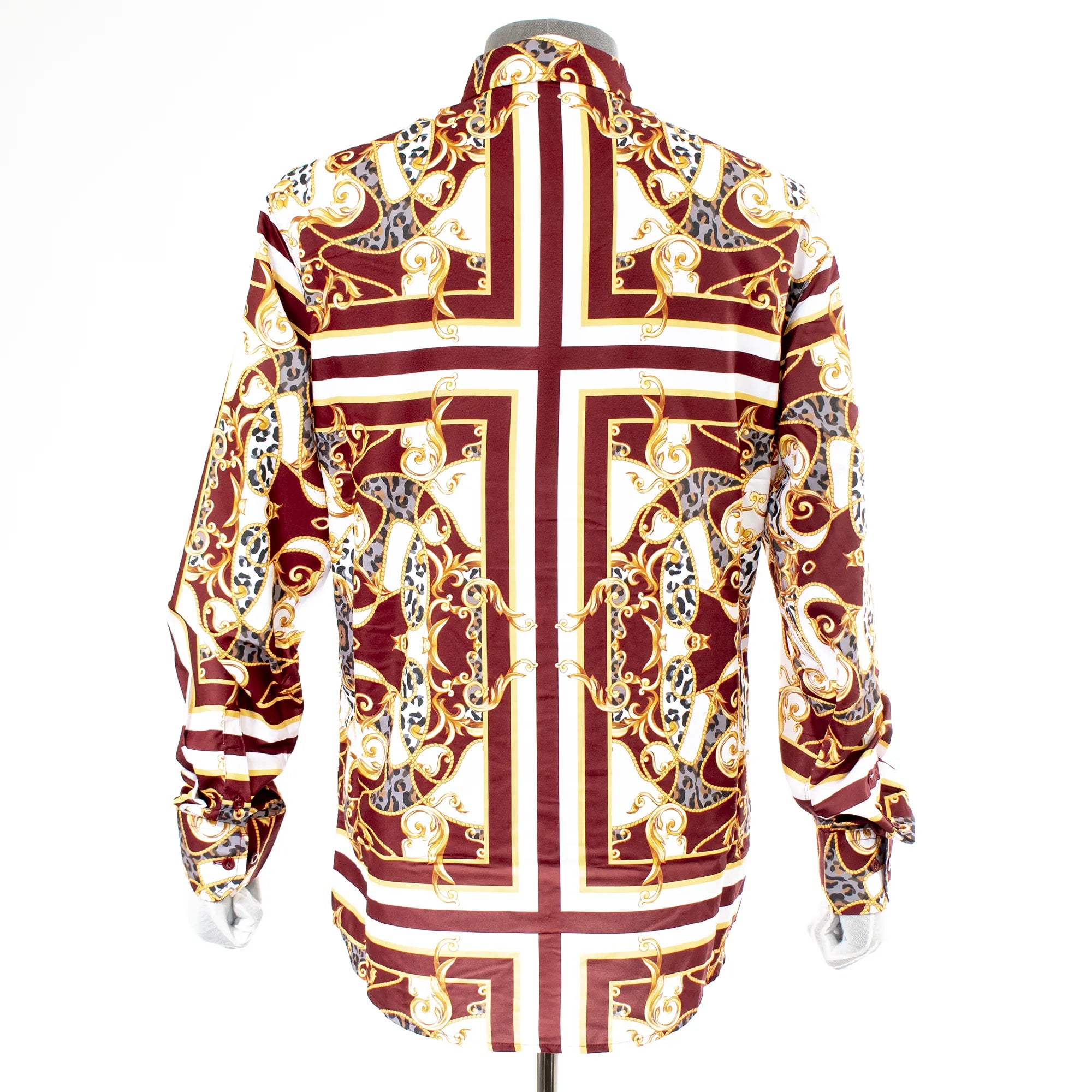 Burgundy with Rhinestone Stripes Regular-Fit Dress Shirt