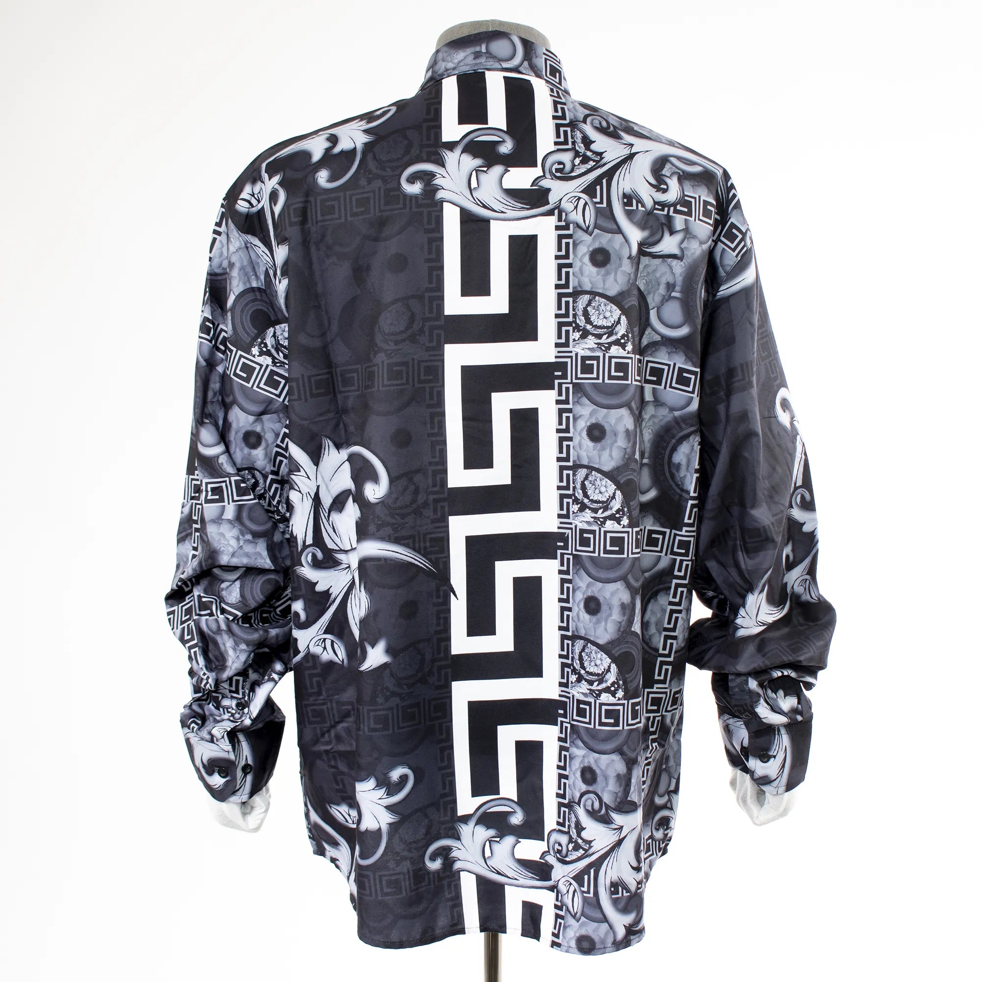 Black Mediterrean Designer Rhinestone Regular-Fit Dress Shirt