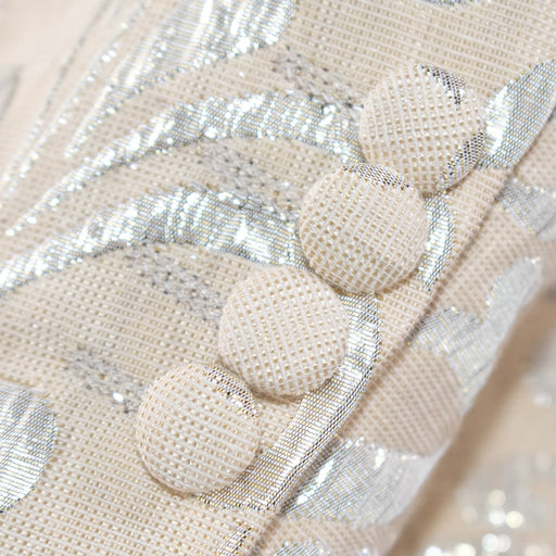 Men's Cream Scroll Motif Slim-Fit Jacket - Button Cuffs