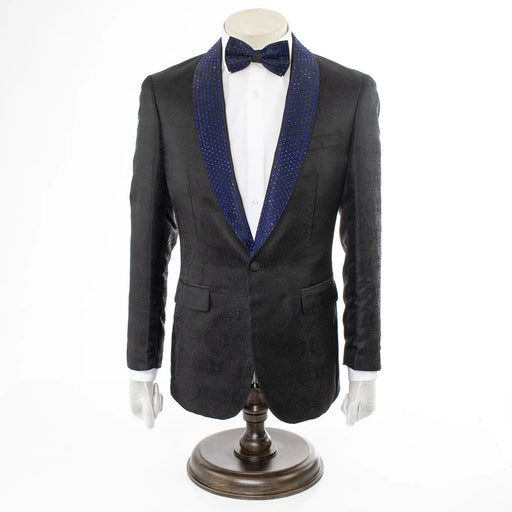Men's Black And Blue Rhinestone Tuxedo Dinner Jacket