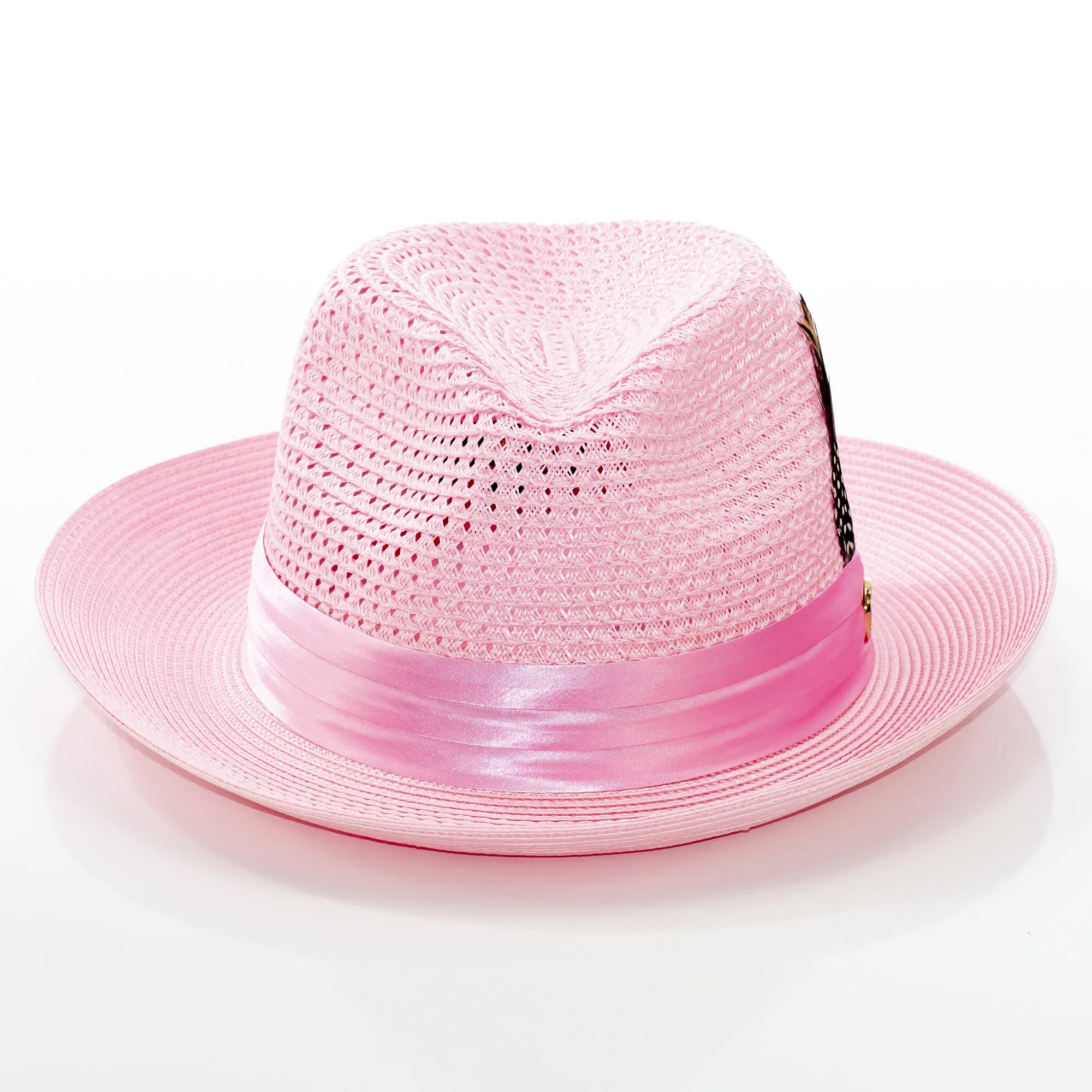 Men's Pink Feather Plumed Fedora