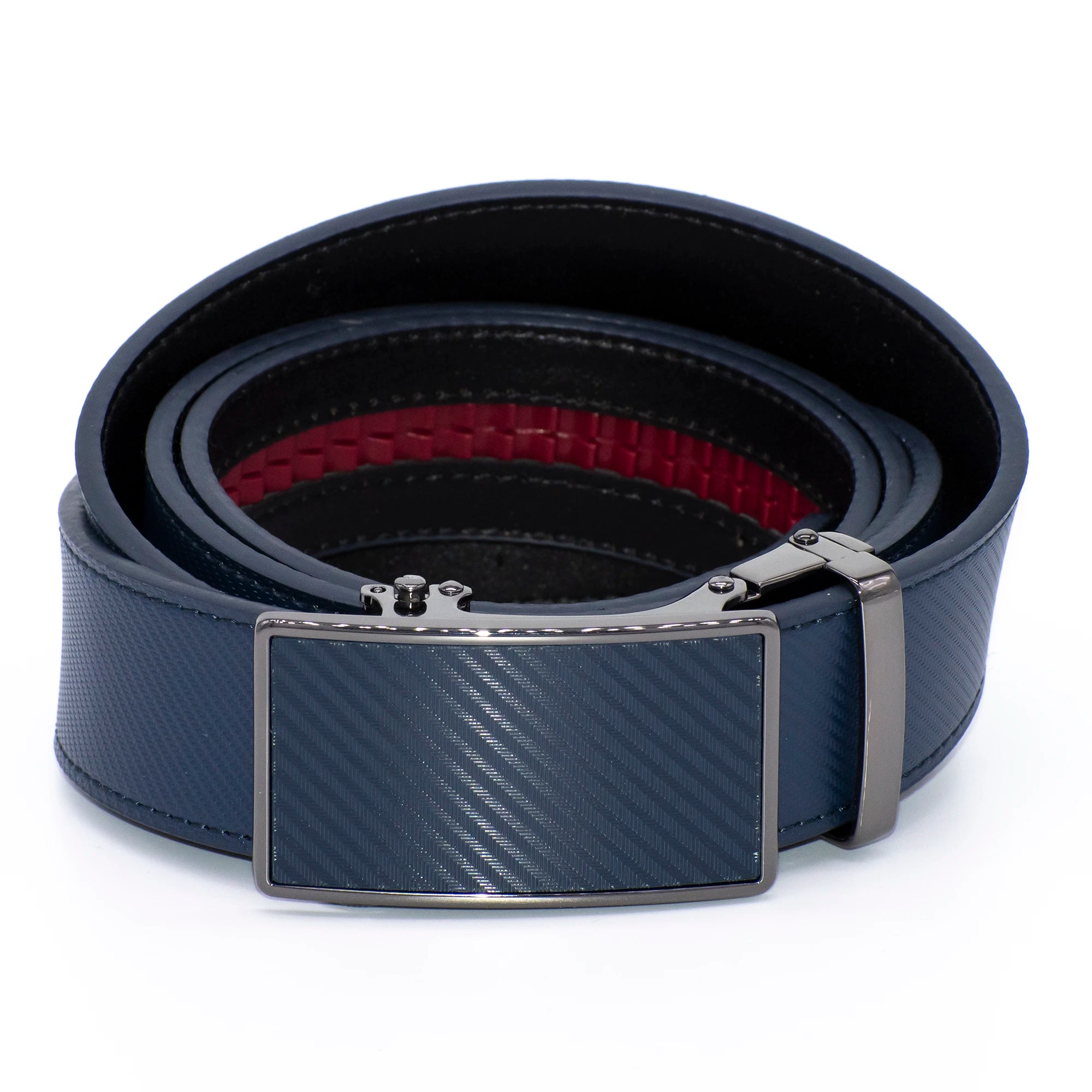 Men's Textured Square Navy Leather Belt