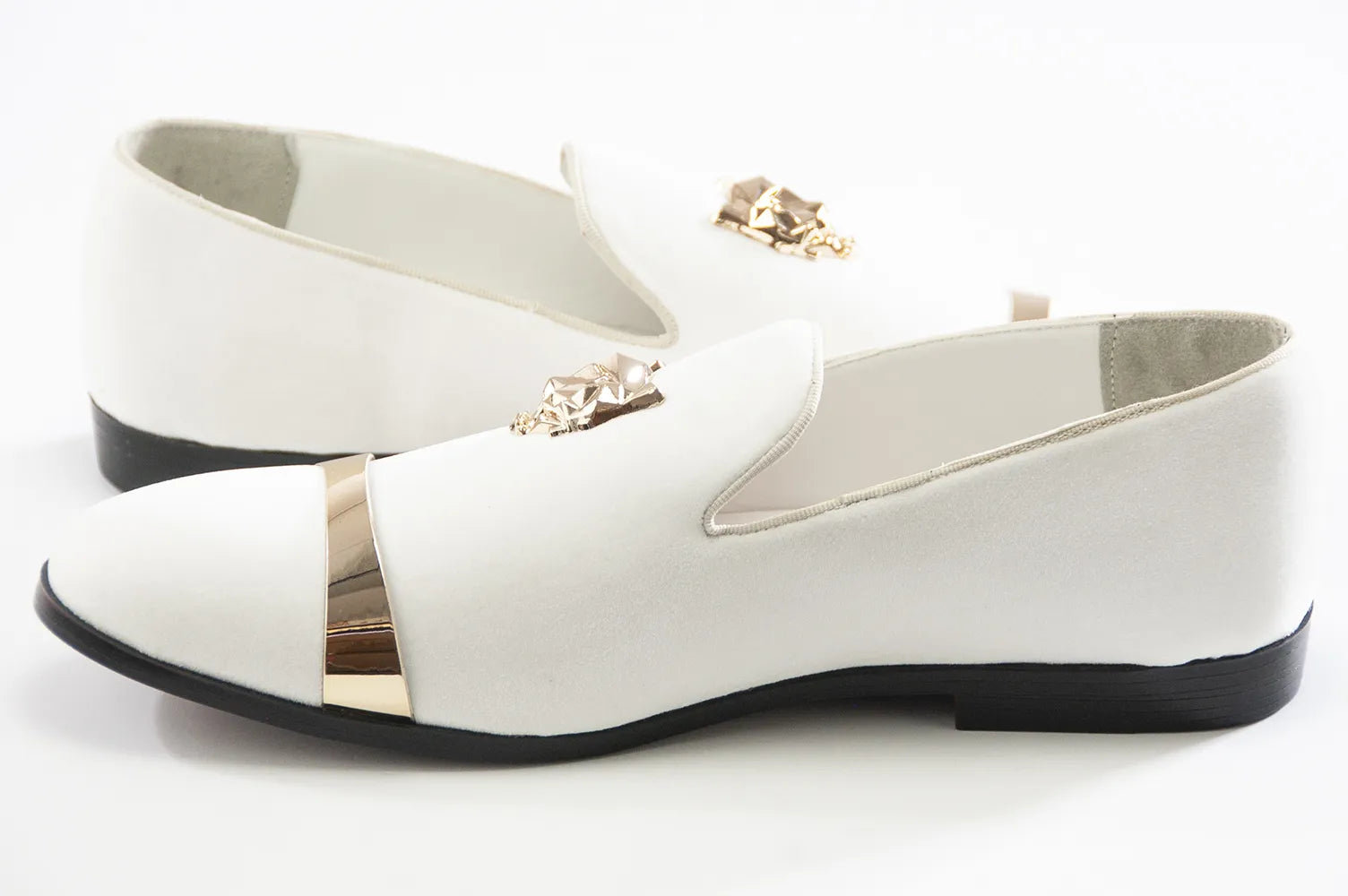White Lionhead Velvet Loafer