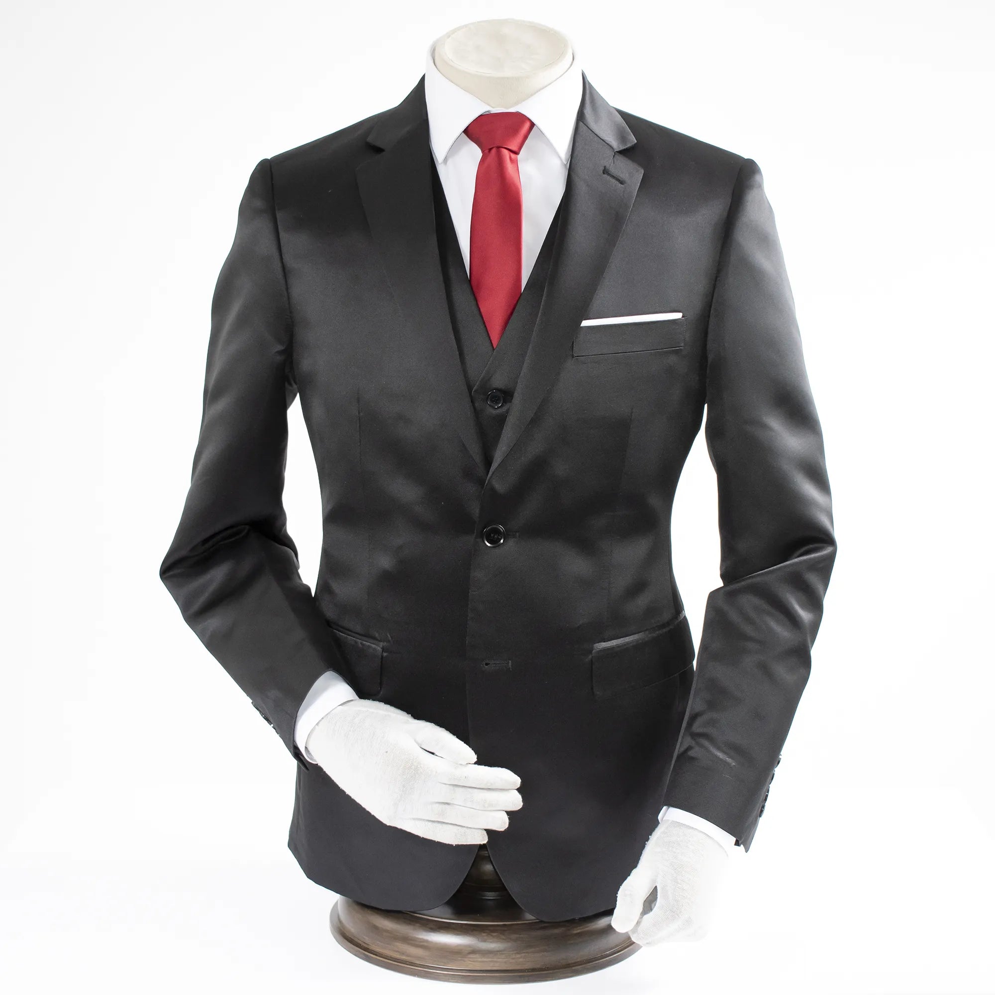 Black Satin 3-Piece Tailored-Fit Suit