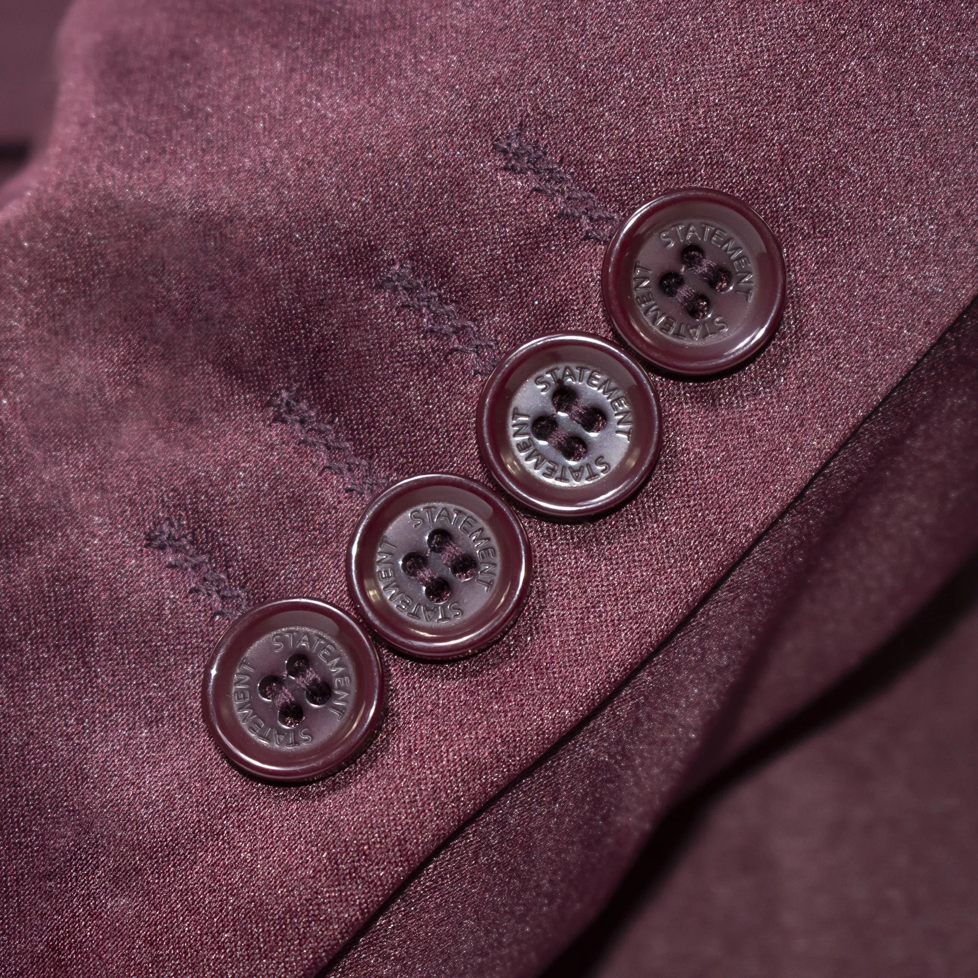 Burgundy Satin 3-Piece Tailored-Fit Suit