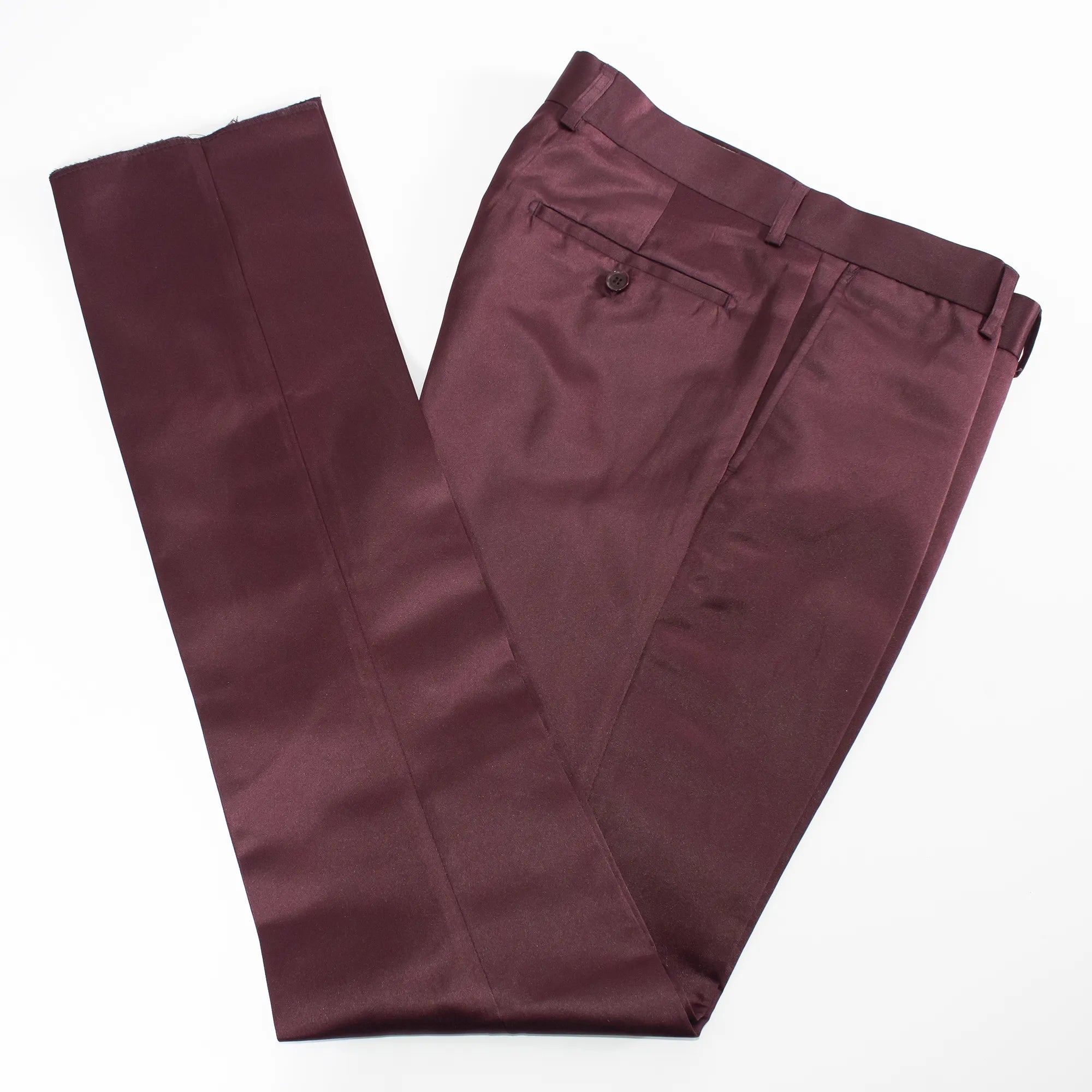Burgundy Satin 3-Piece Tailored-Fit Suit