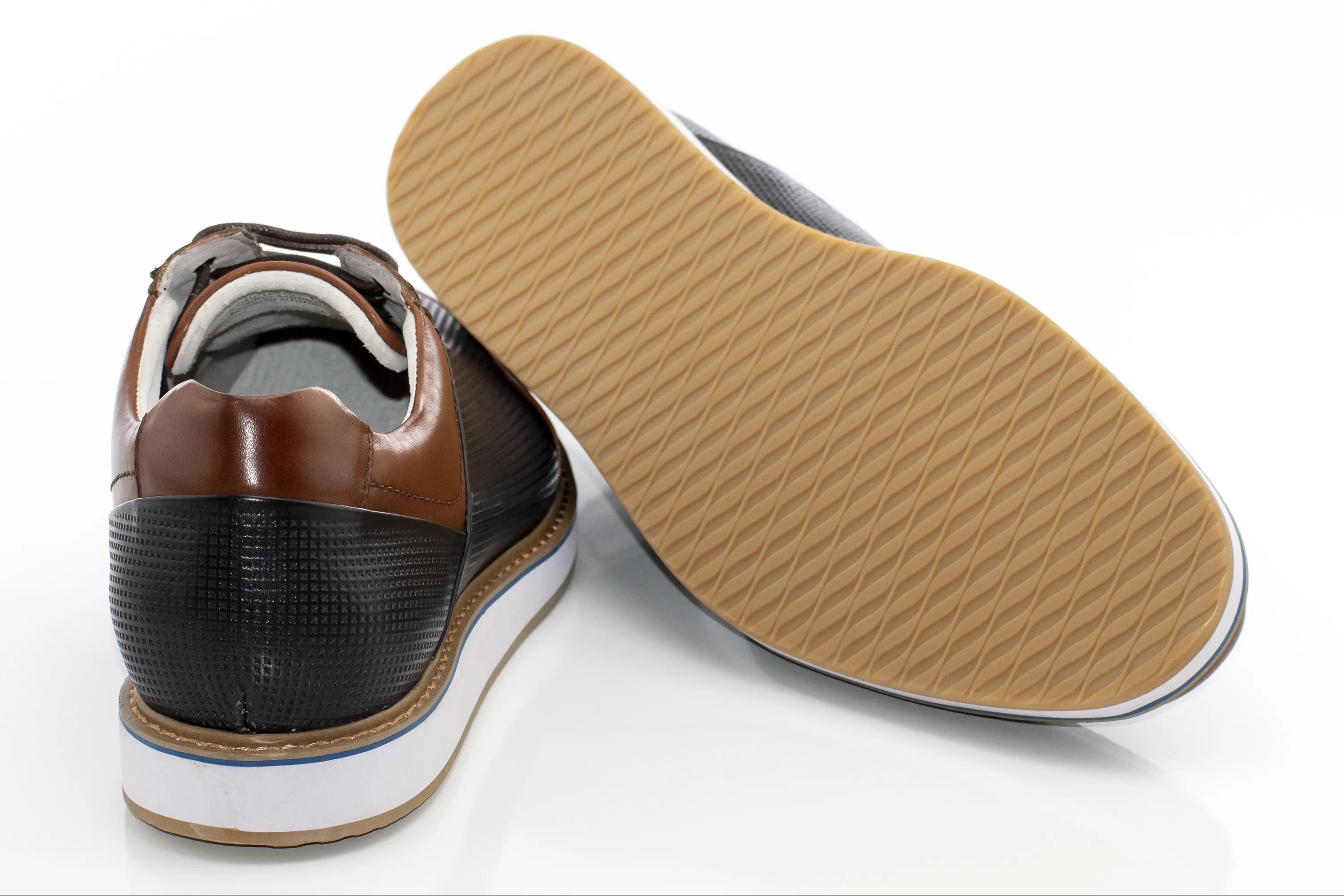 Cognac And Navy Leather Dress Sneaker