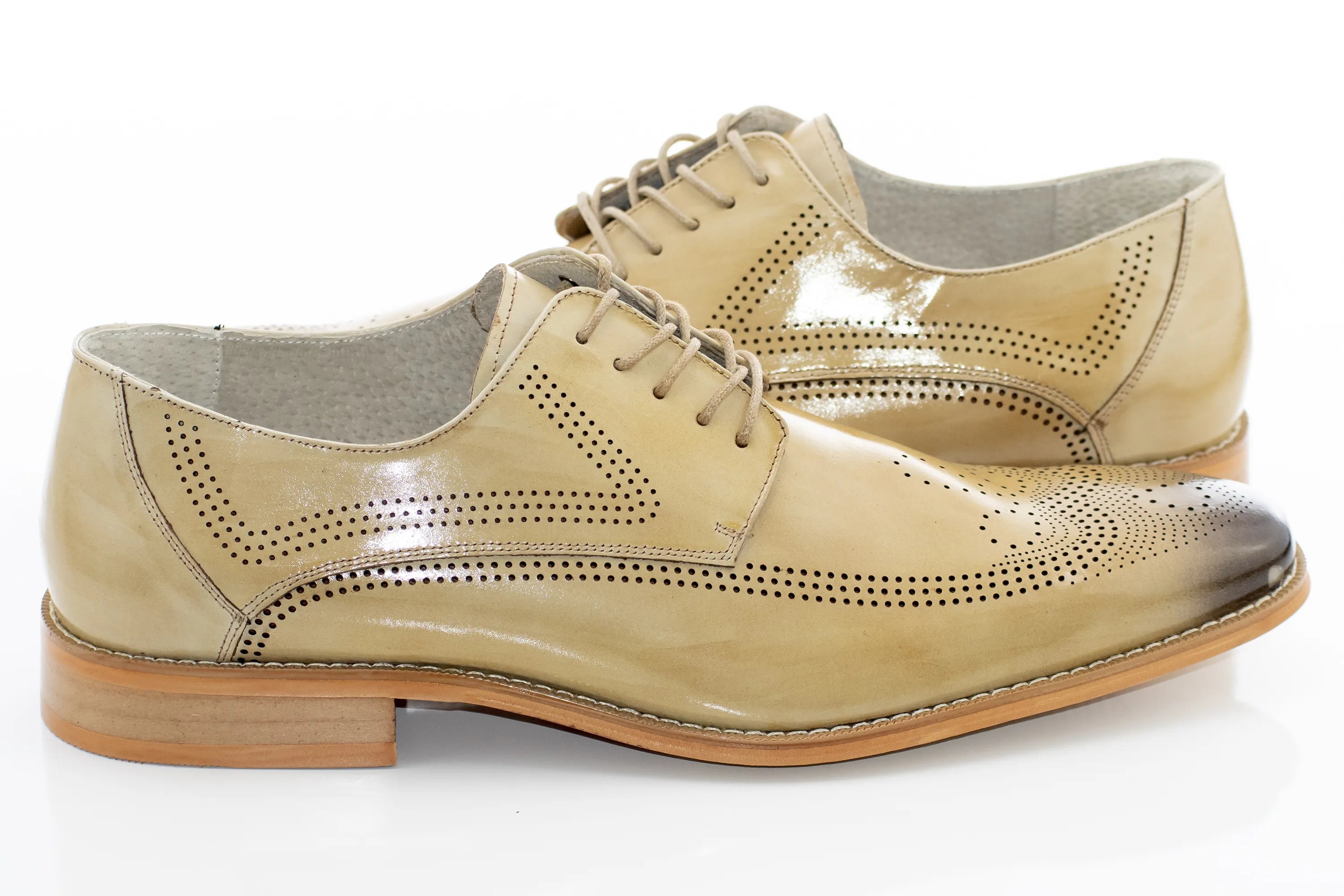 Natural Brogue Leather Lace-Up
