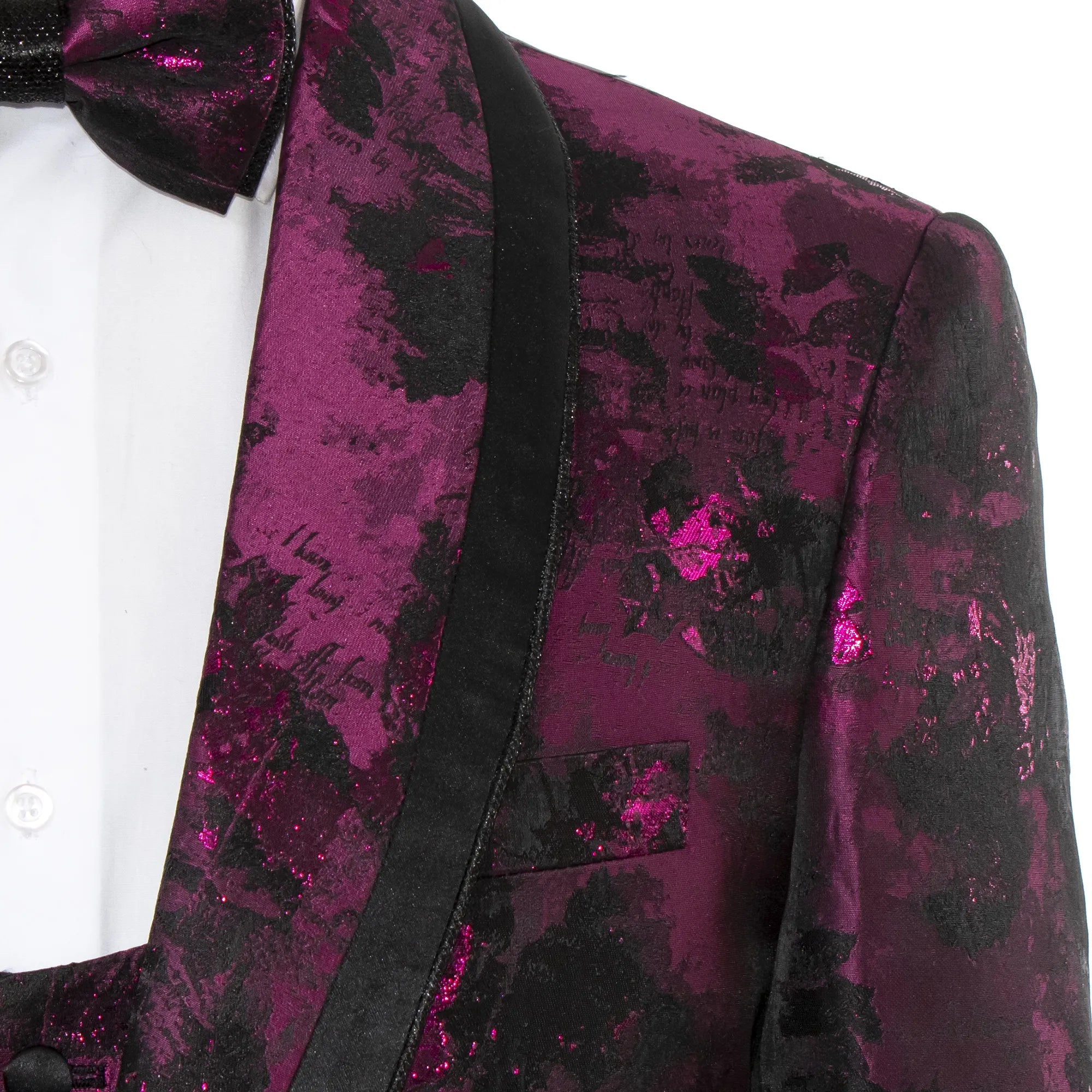 Fuchsia Fancy Woven 3-Piece Slim-Fit Tuxedo