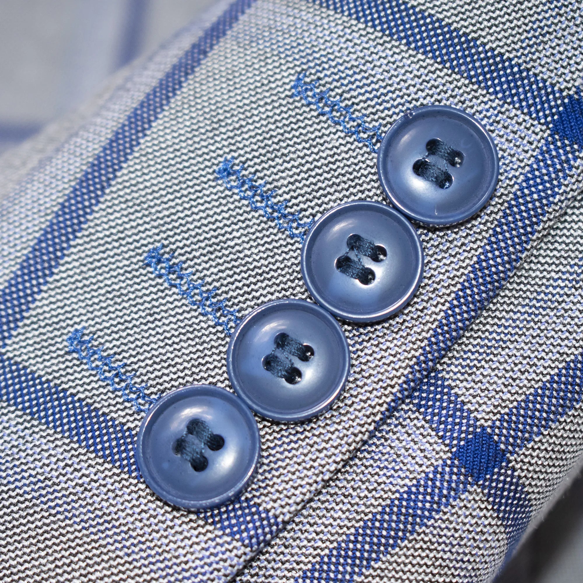 Gray And Blue Plaid 3-Piece Slim-Fit Suit