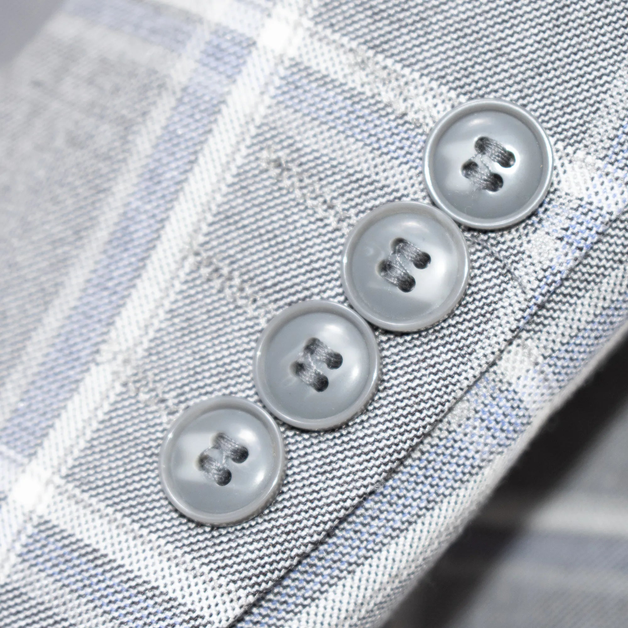 Light Gray And Light Blue Plaid Slim-Fit 3-Piece Suit