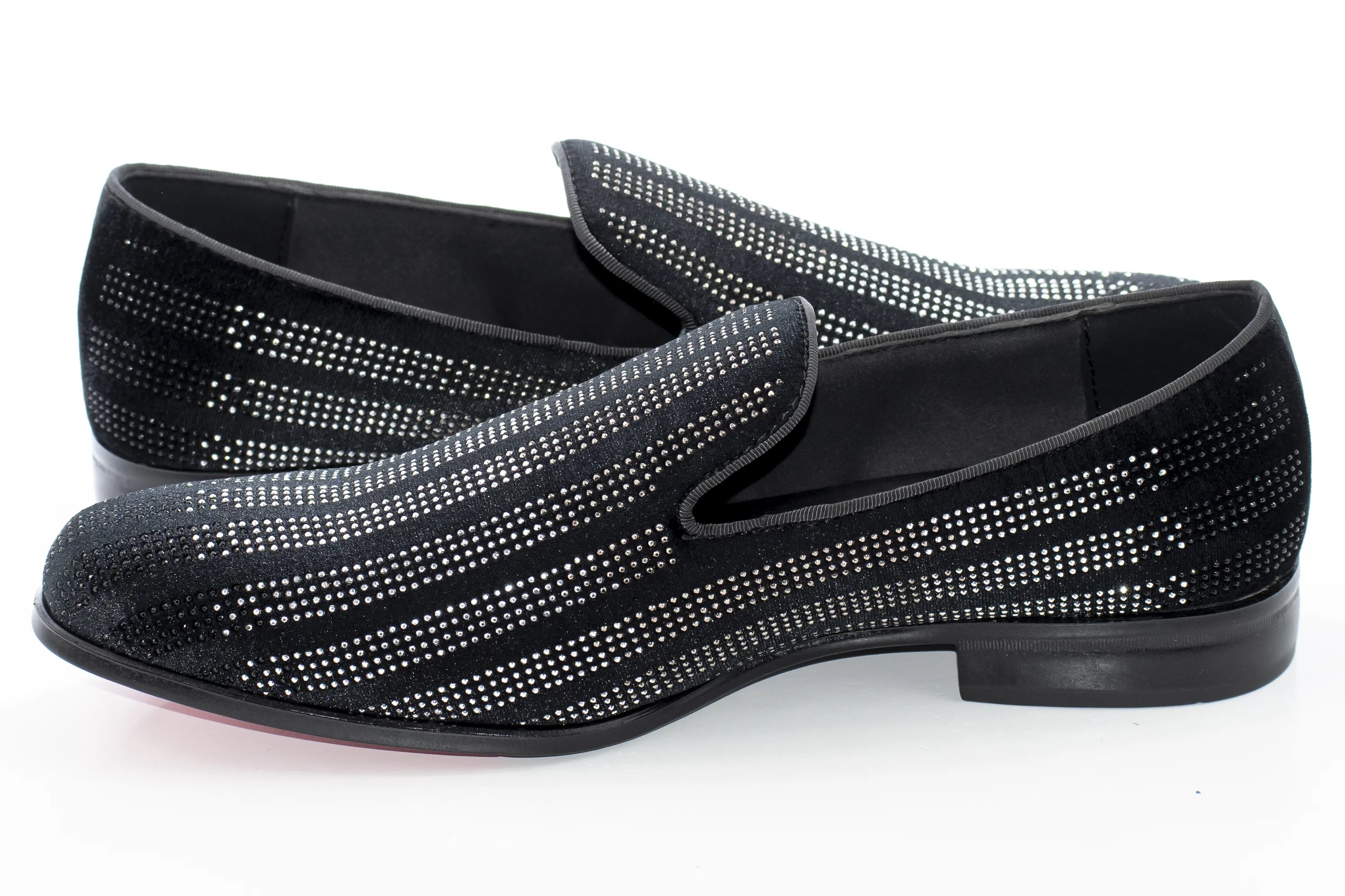 Men's Black And White Rhinestone Dress Loafer