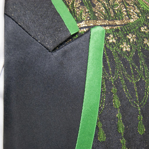 Black And Green Slim-Fit Dinner Jacket - Peak Lapel