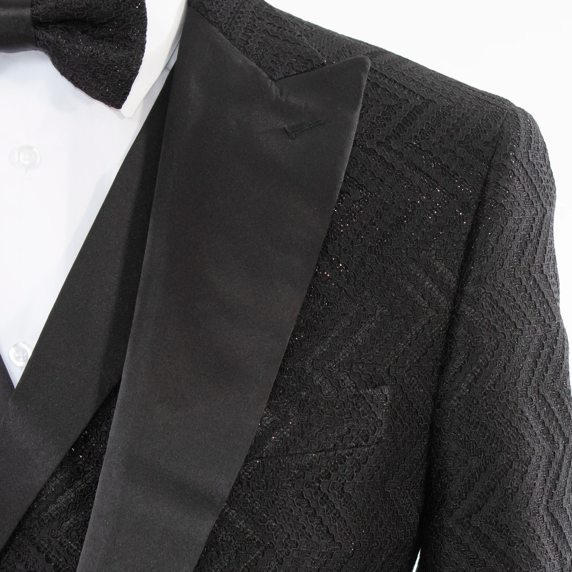 Men's Black Lace Tuxedo Peak Lapel