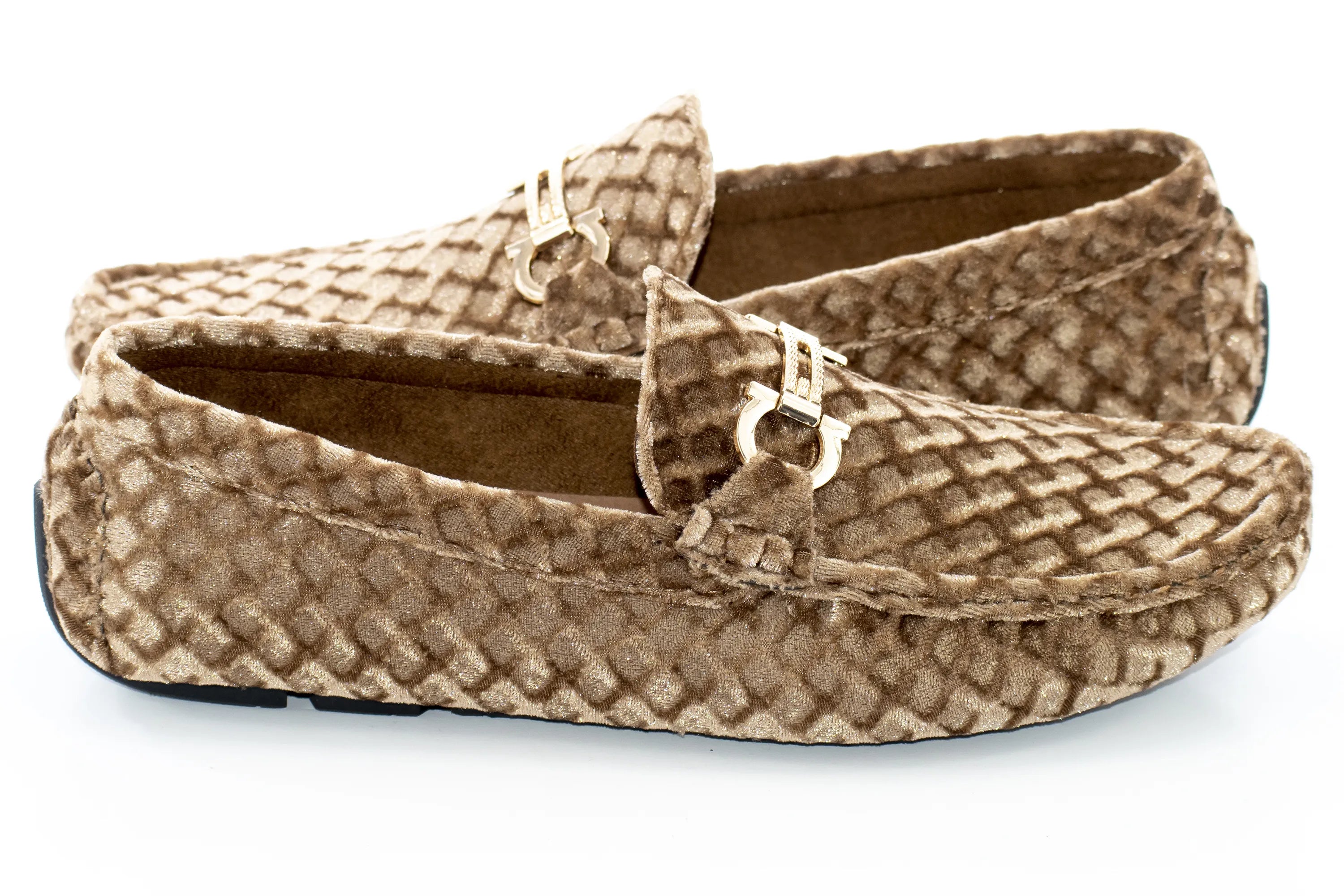 Men's Mocha Velvet Diamond Bit-Loafer