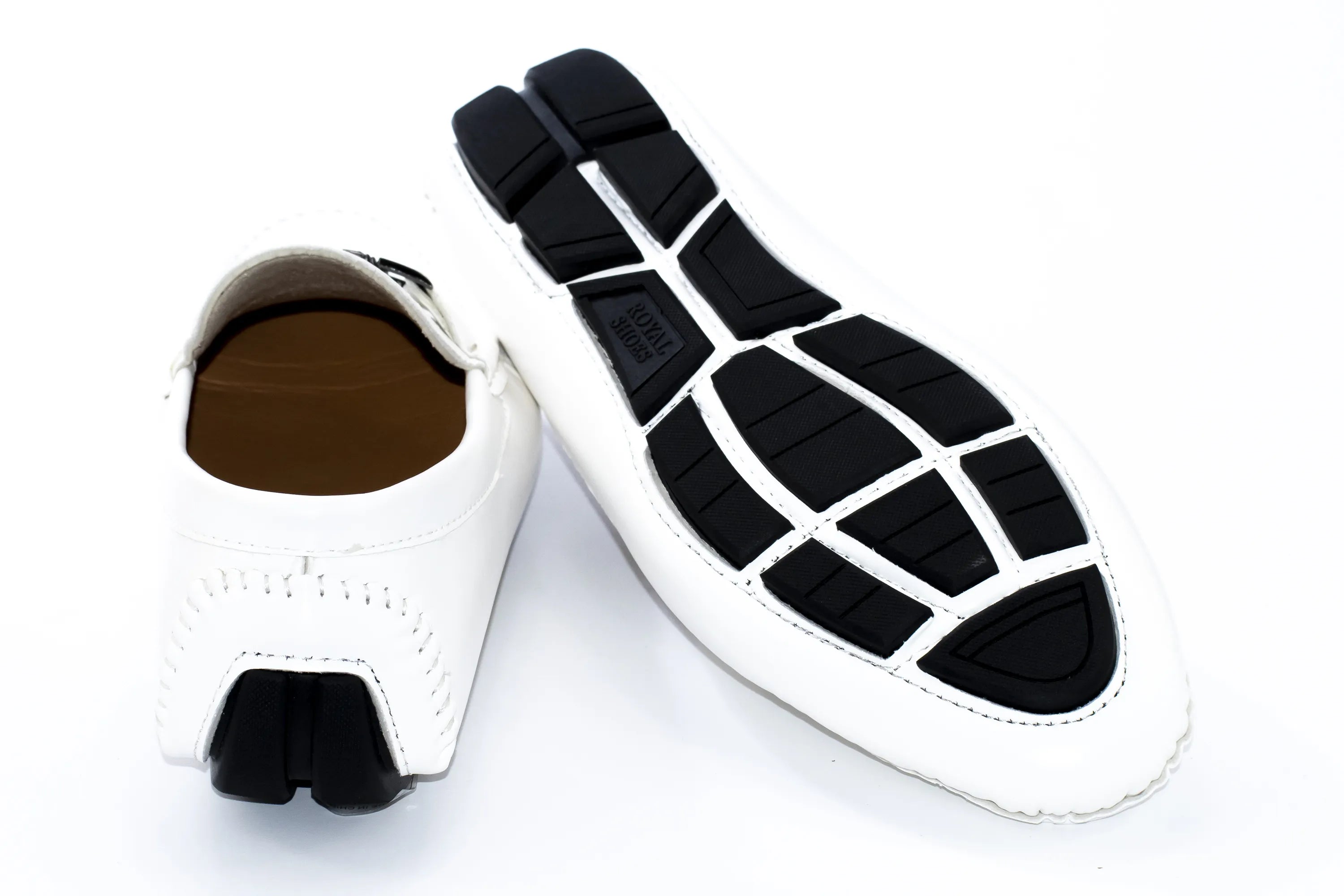 White Gingham Textured Driver Loafer