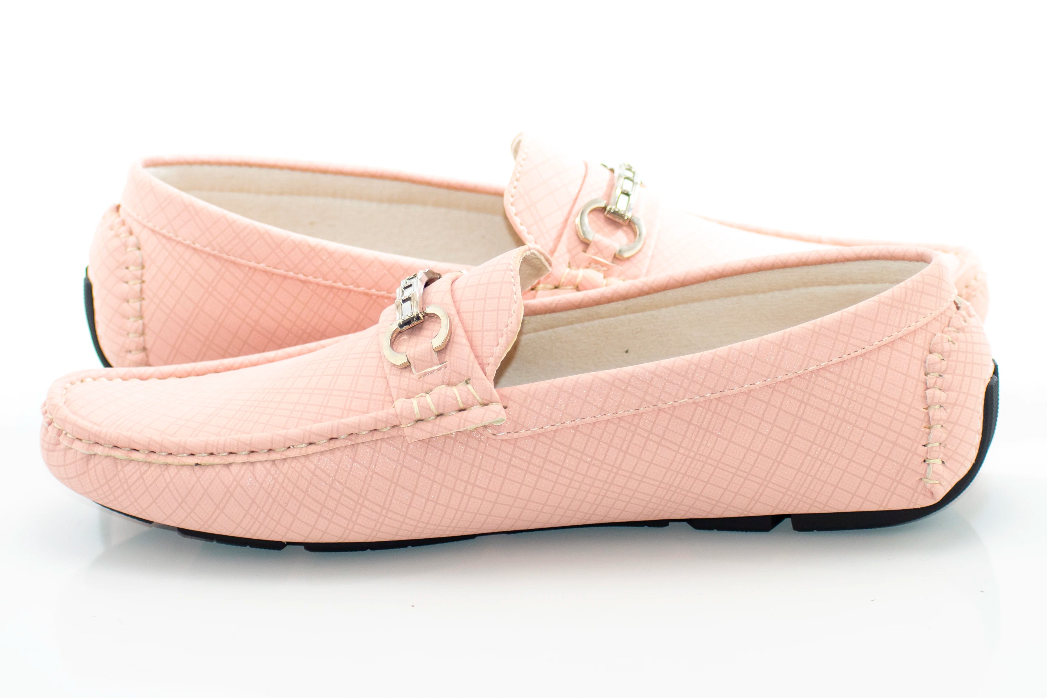 Men's Dusty Rose Pink Crosshatch Bit-Loafer Quarter, Heel