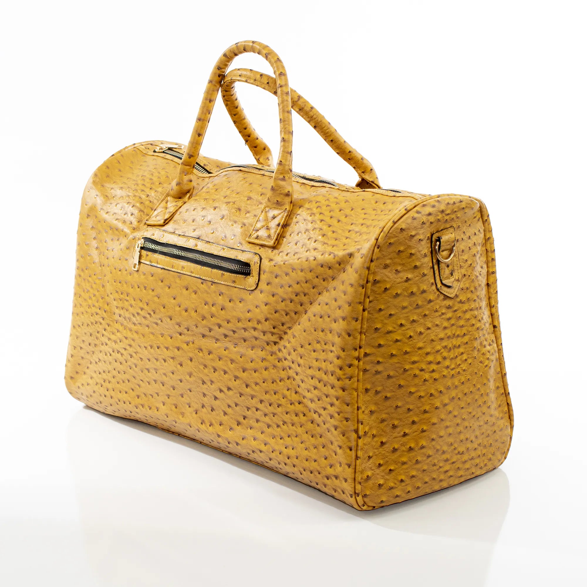 Textured Mustard Leather Travel Bag