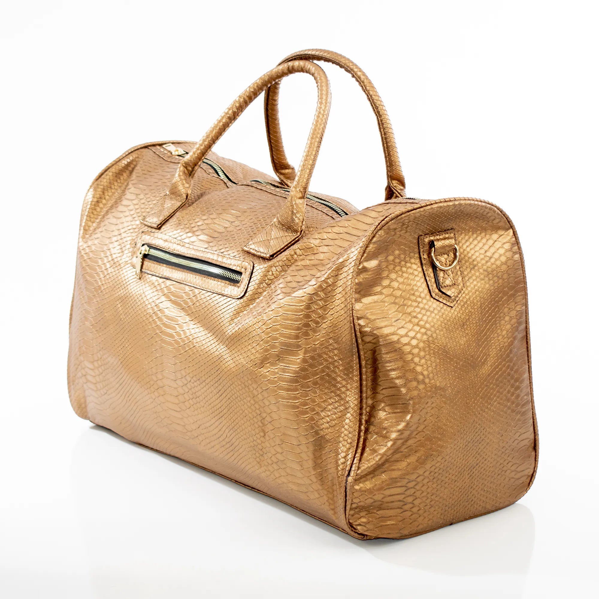Pale Gold Leather Travel Bag