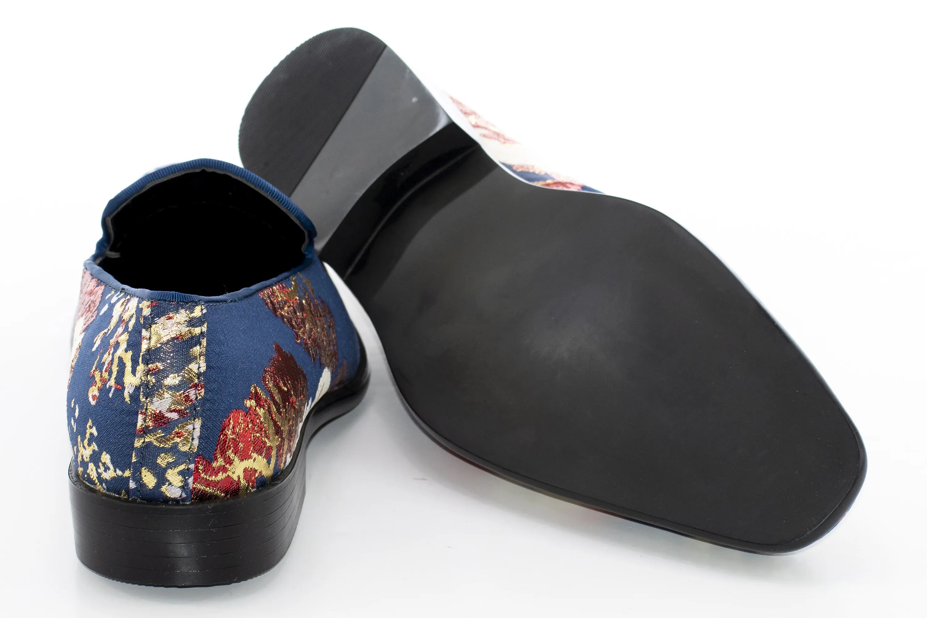 Navy Blue Floral Embossed Dress Loafer
