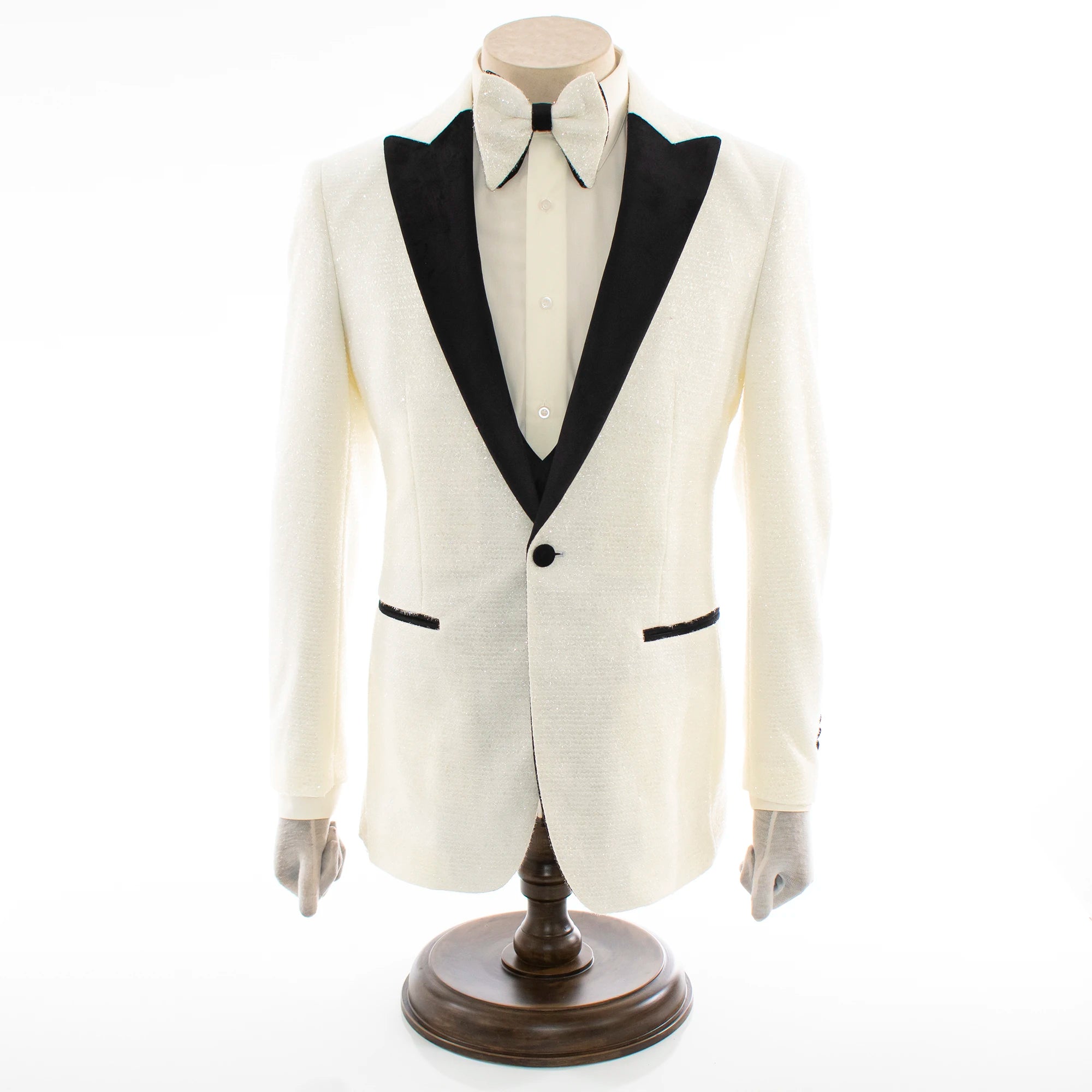 Off-White Sparkle 3-Piece Slim-Fit Tuxedo