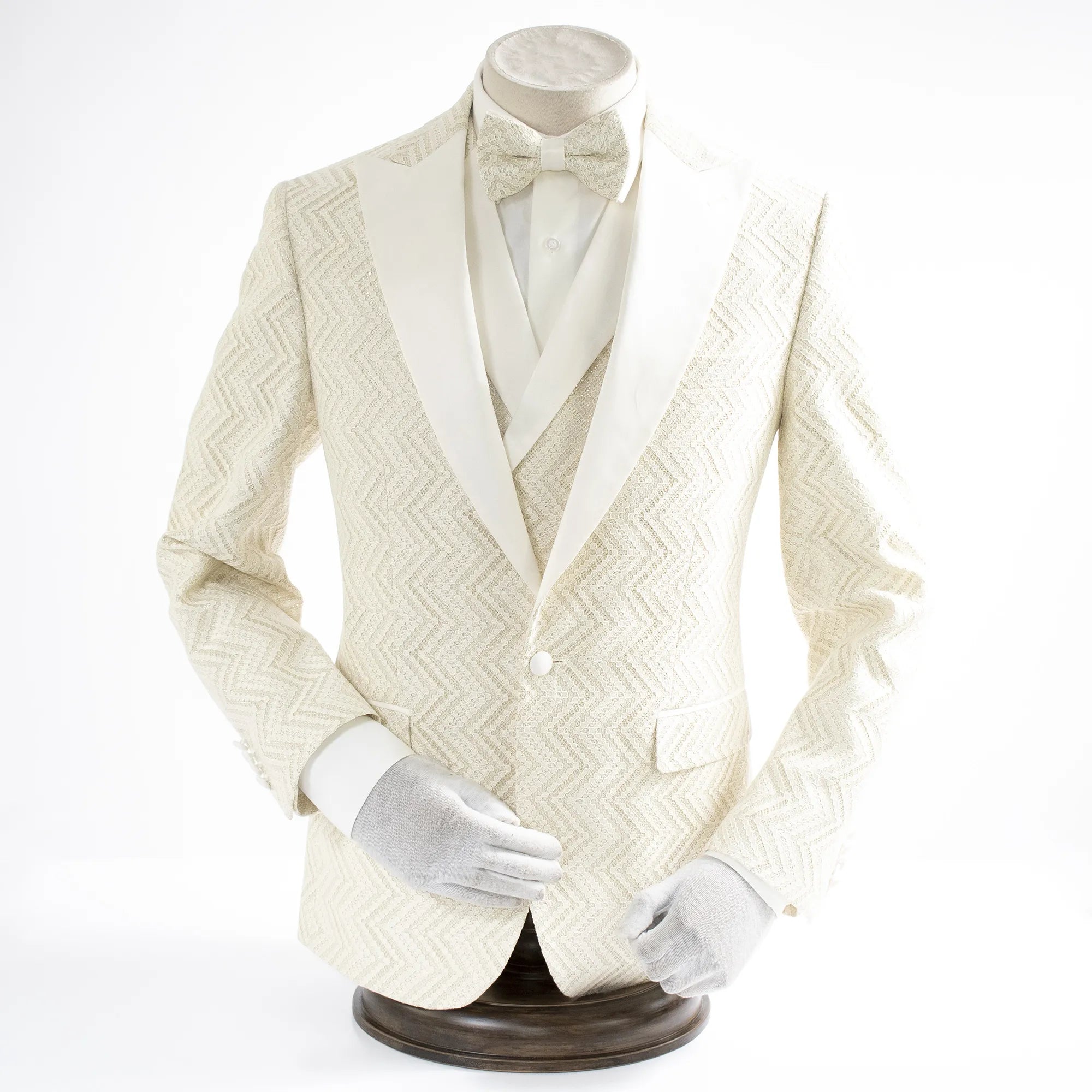 Off White Lace 3-Piece Tailored-Fit Tuxedo