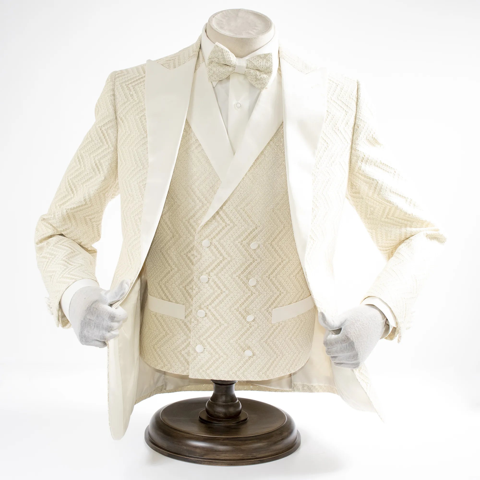Off White Lace 3-Piece Tailored-Fit Tuxedo