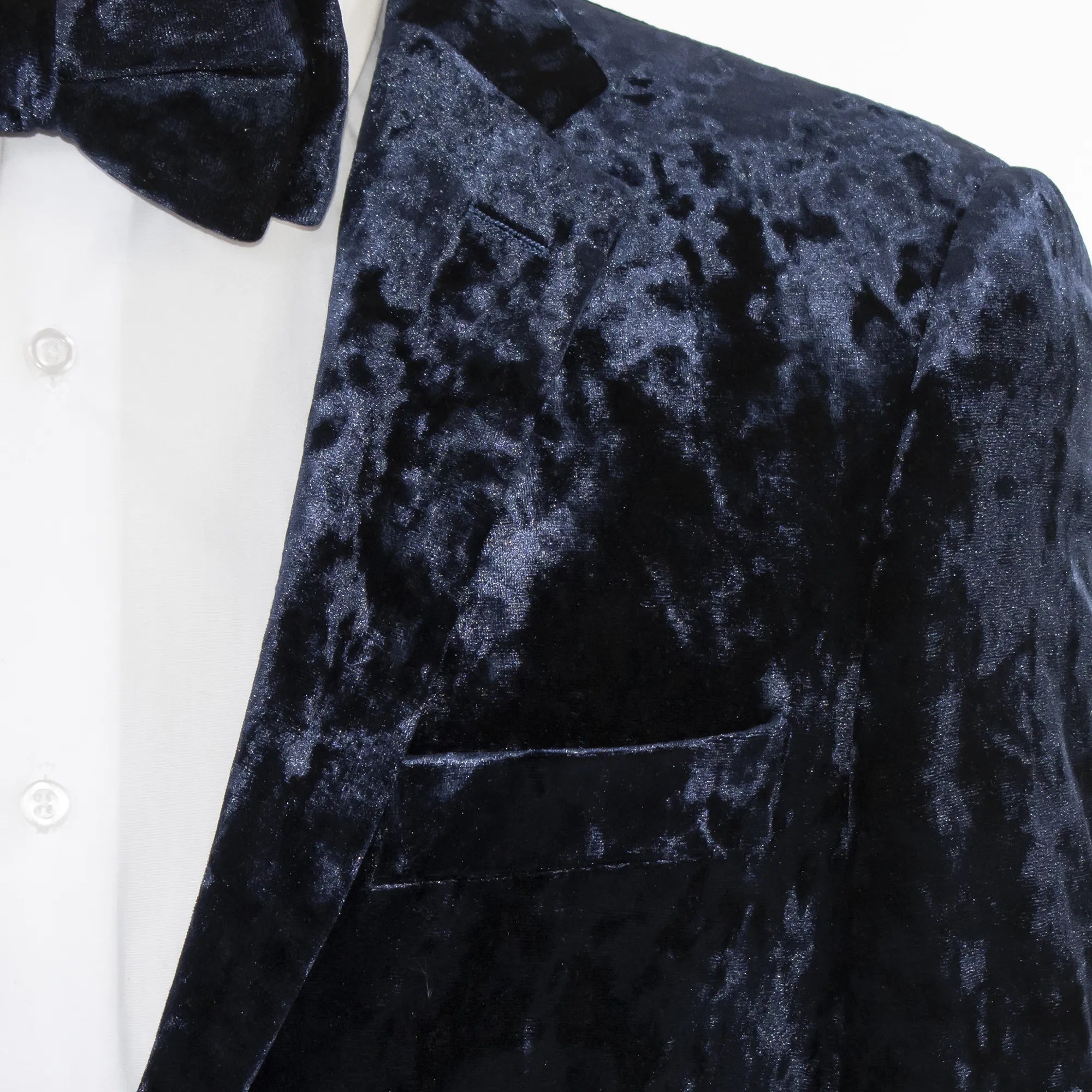 Navy Crushed Velvet 2-Piece Slim-Fit Suit